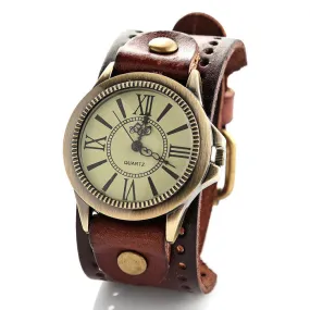 New fashion big sport quartz wristwatches mens women's luxury brand retro style Genuine leather watches