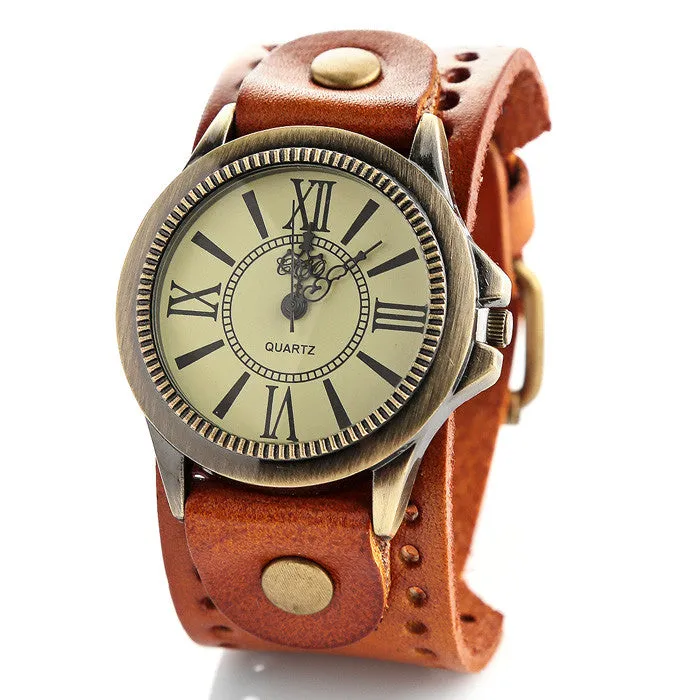 New fashion big sport quartz wristwatches mens women's luxury brand retro style Genuine leather watches