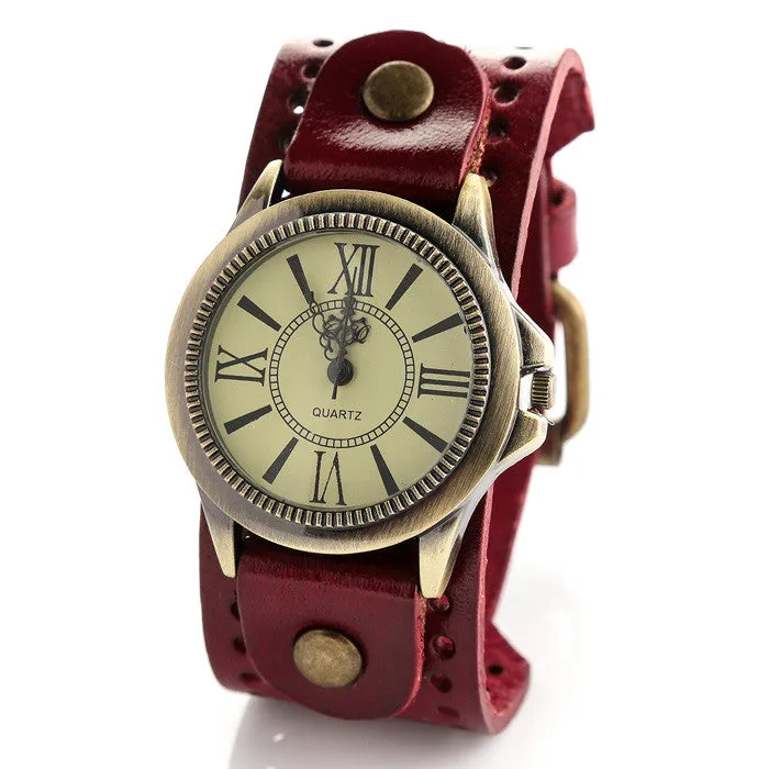 New fashion big sport quartz wristwatches mens women's luxury brand retro style Genuine leather watches