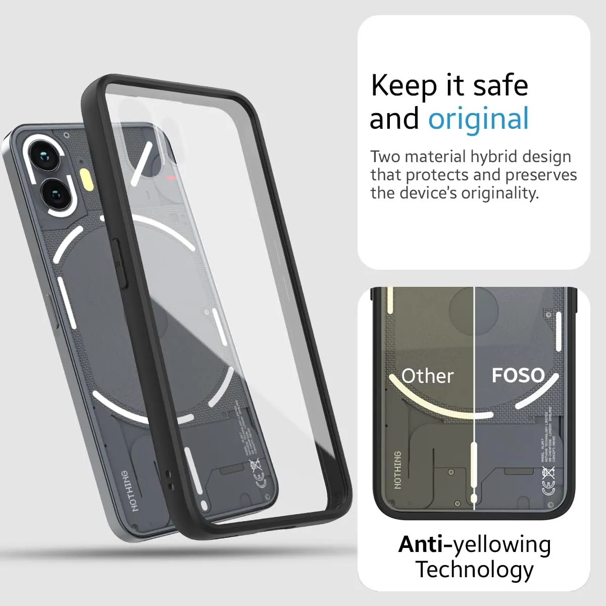 Nothing Phone 2 (FOSO) Back Cover Case Crystal Clear (Black)