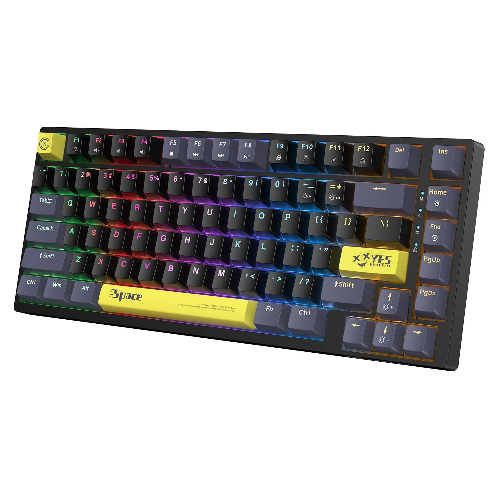 ONIKUMA G52 82 Keys USB Wired Mechanical Keyboard, Professional Gaming Keyboard  with RGB Backlit Matte Key Caps for PC Laptop