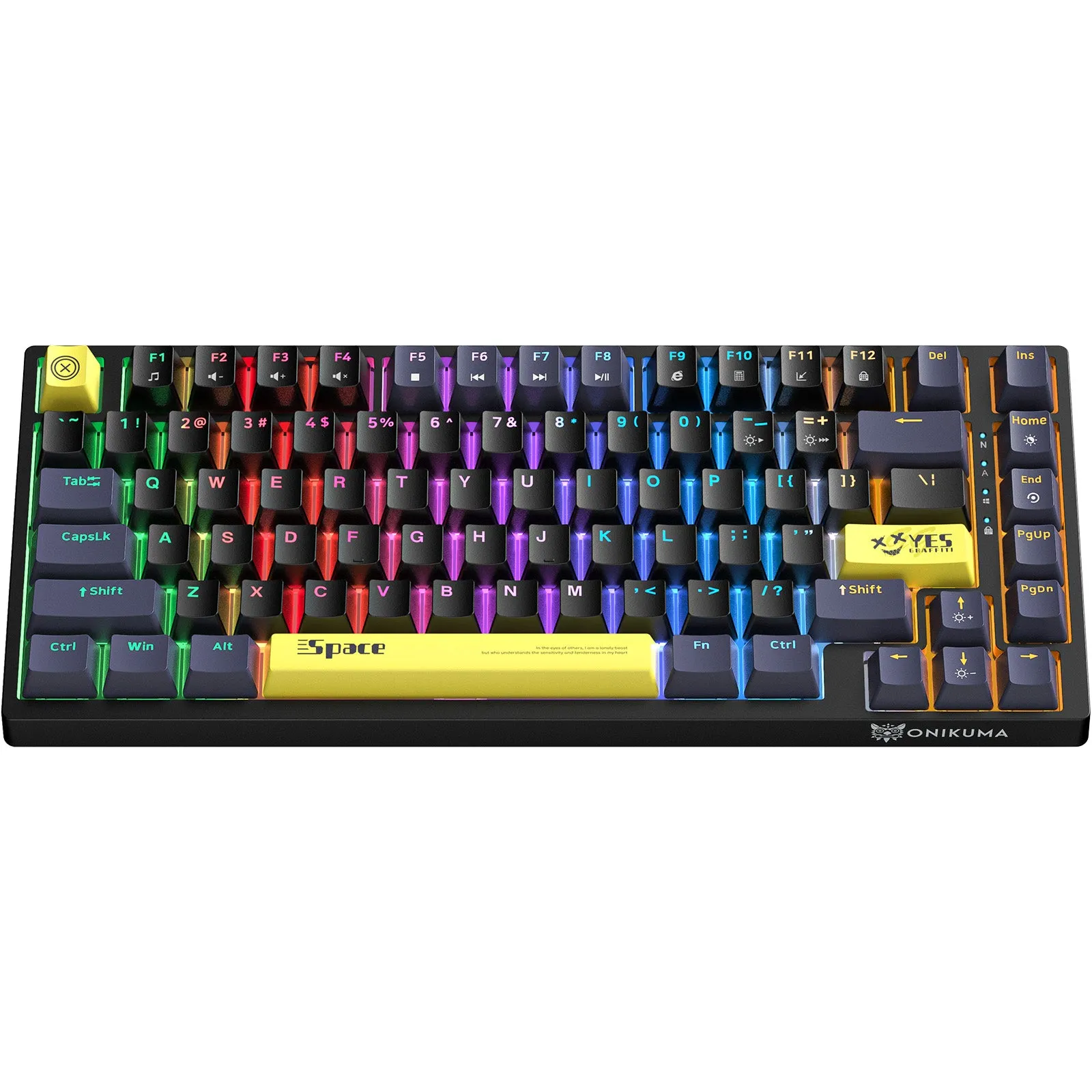 ONIKUMA G52 82 Keys USB Wired Mechanical Keyboard, Professional Gaming Keyboard  with RGB Backlit Matte Key Caps for PC Laptop