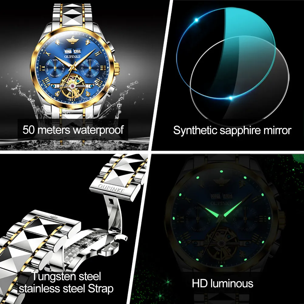 Oupinke Brand Luxury Couple Watches Luminous Waterproof Sapphire