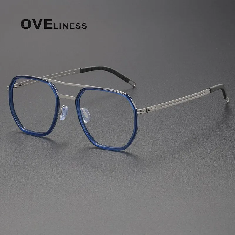 Oveliness Full Rim Square Double Bridge Titanium Eyeglasses 8202310