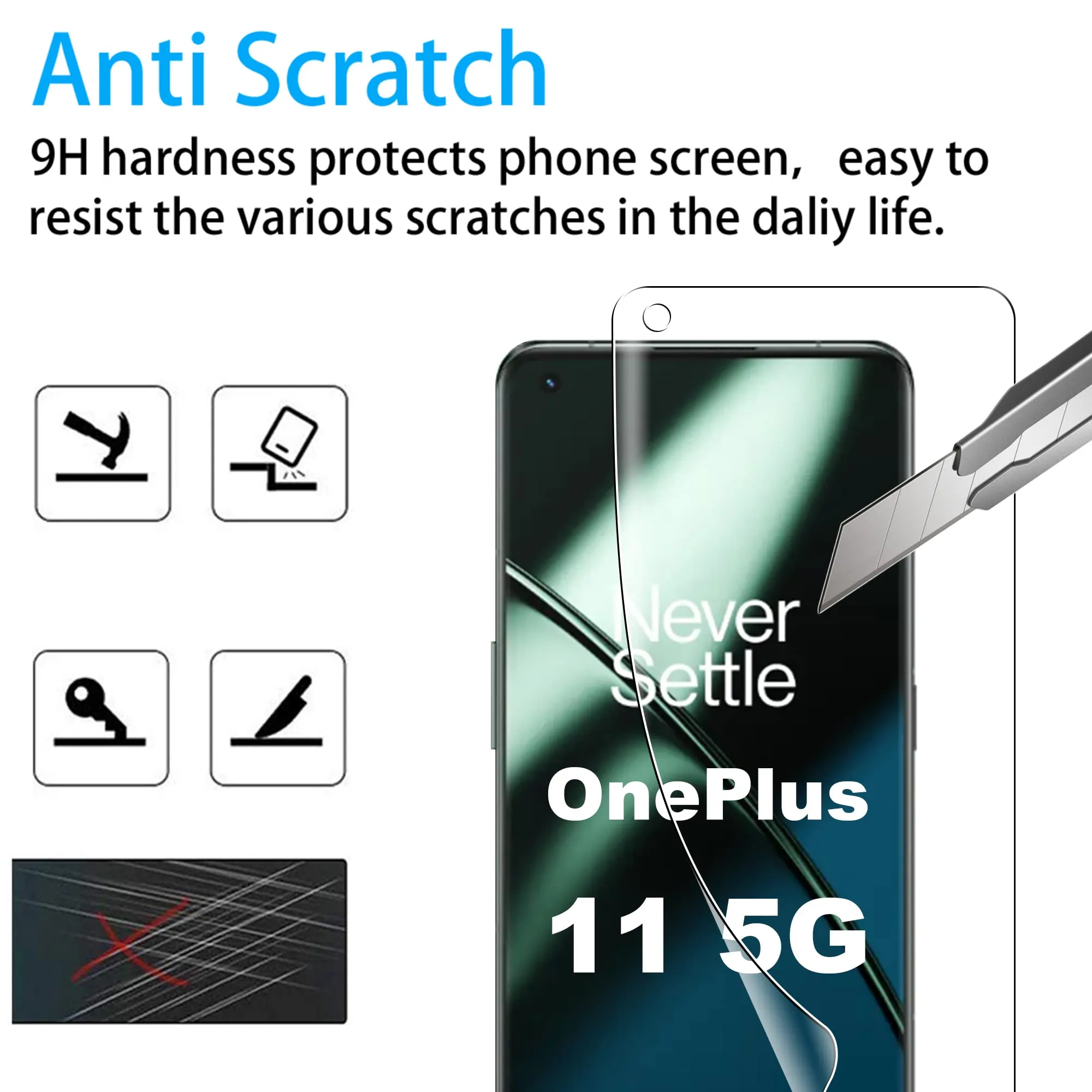 Pack Of 2 for OnePlus 11 Screen Protector Flexible TPU film Screen Gurad - Clear