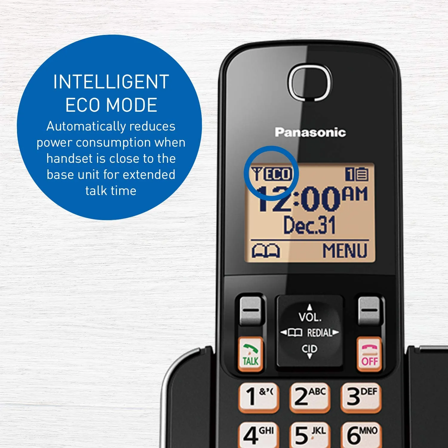 Panasonic DECT 6.0 Expandable Cordless Phone with Call Block.