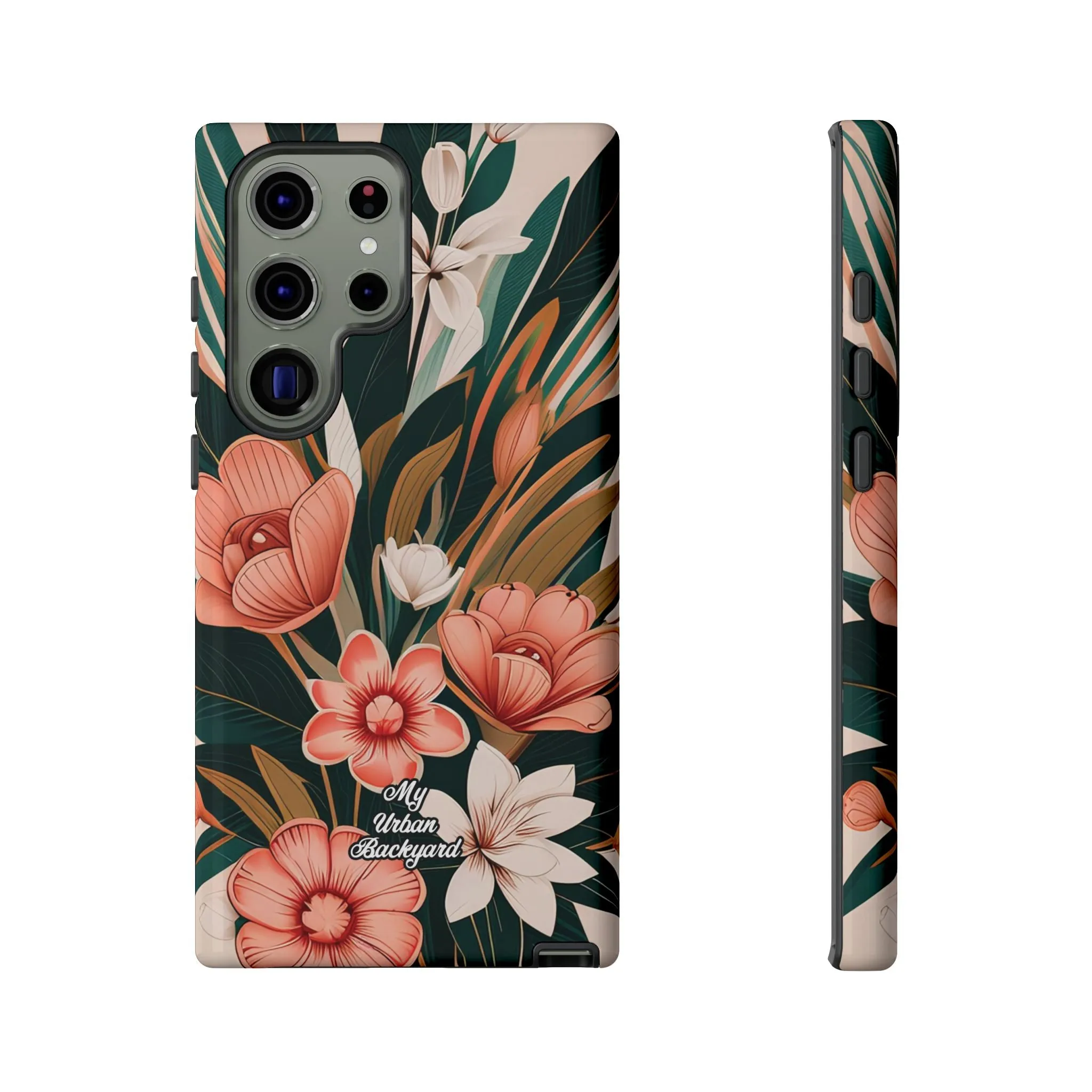 Peach Art Deco Flowers, Cell Phone Case - Apple, Samsung or Google Pixel