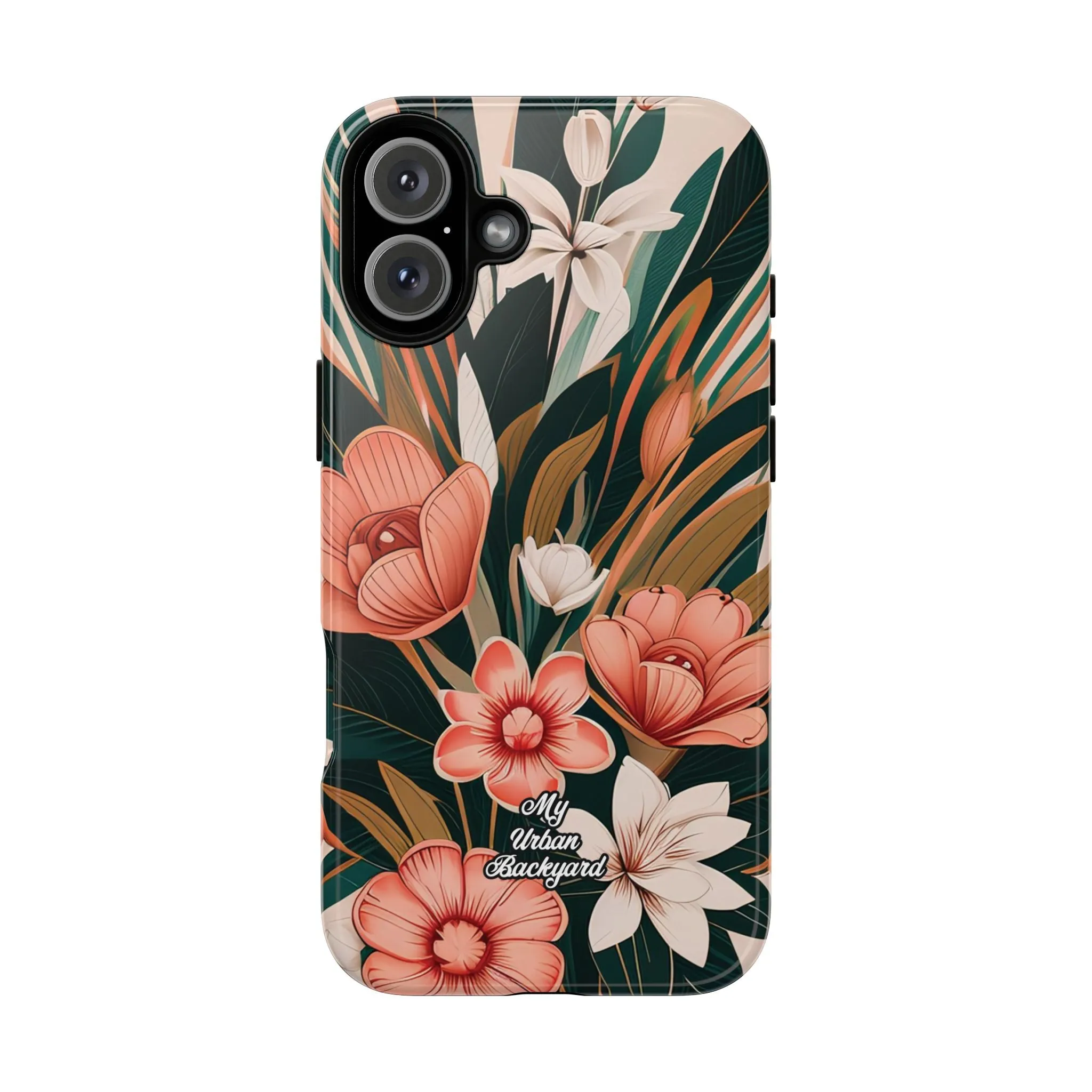 Peach Art Deco Flowers, Cell Phone Case - Apple, Samsung or Google Pixel