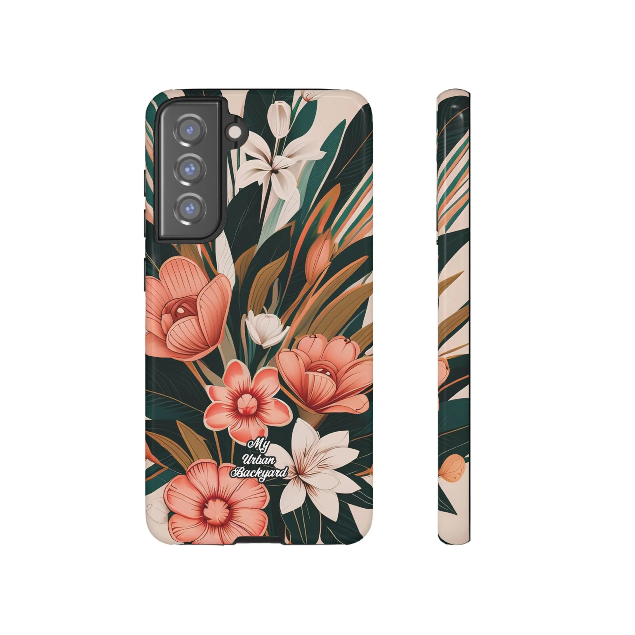 Peach Art Deco Flowers, Cell Phone Case - Apple, Samsung or Google Pixel