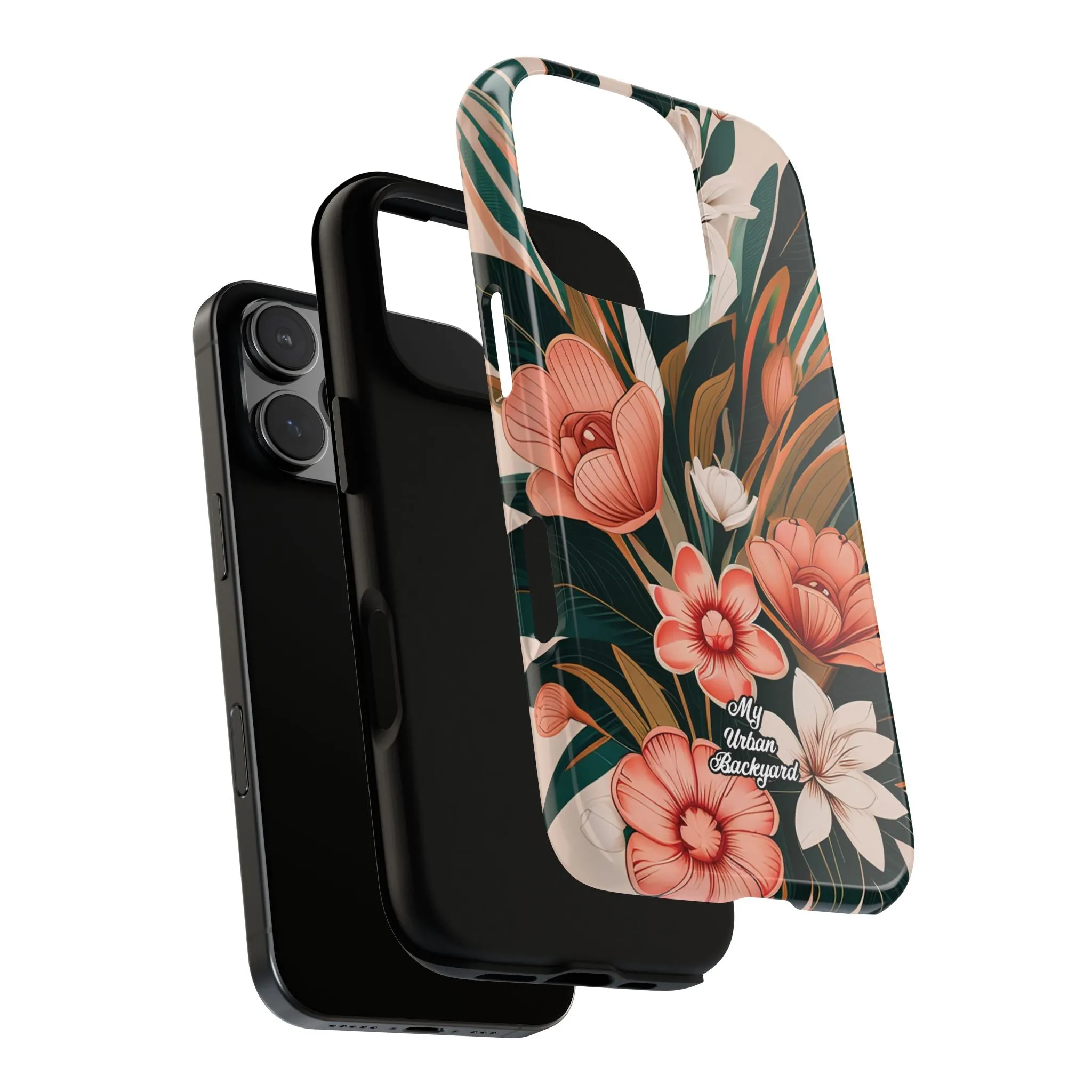 Peach Art Deco Flowers, Cell Phone Case - Apple, Samsung or Google Pixel