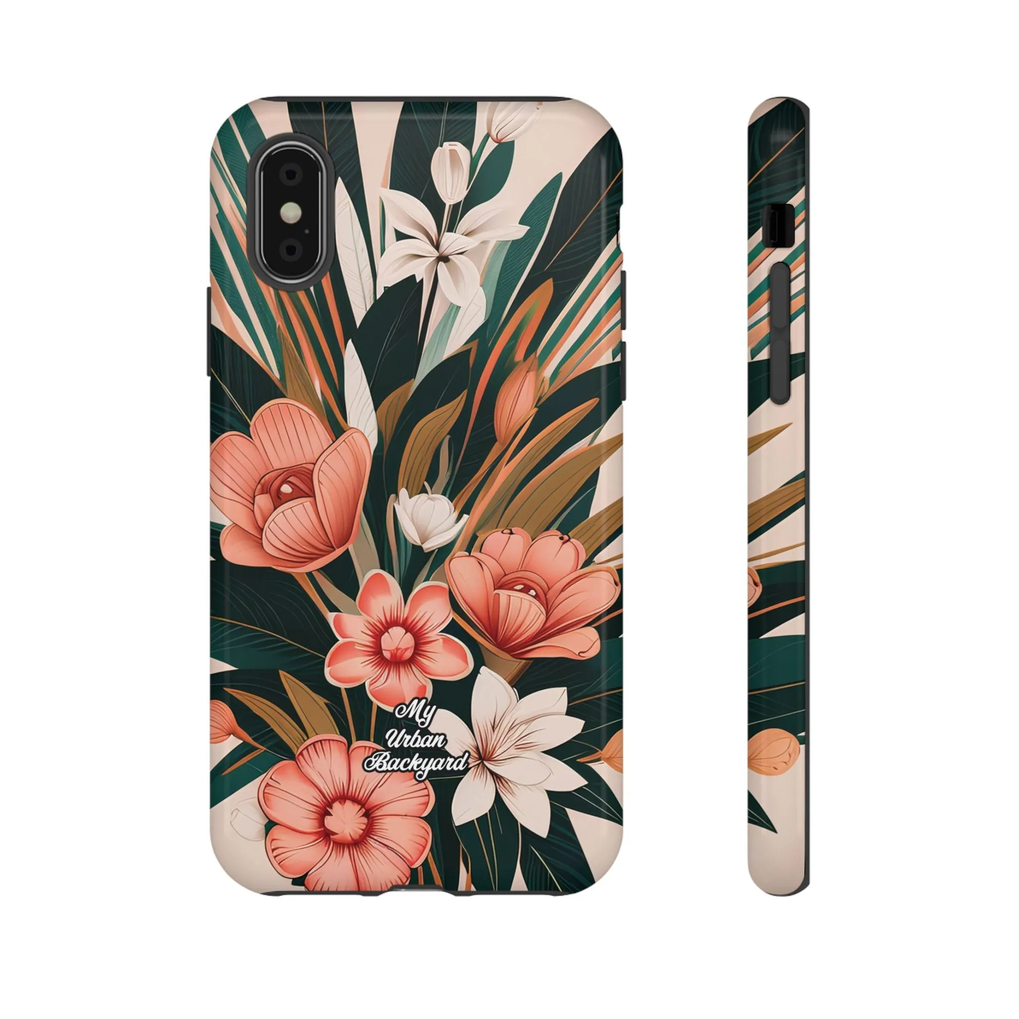 Peach Art Deco Flowers, Cell Phone Case - Apple, Samsung or Google Pixel