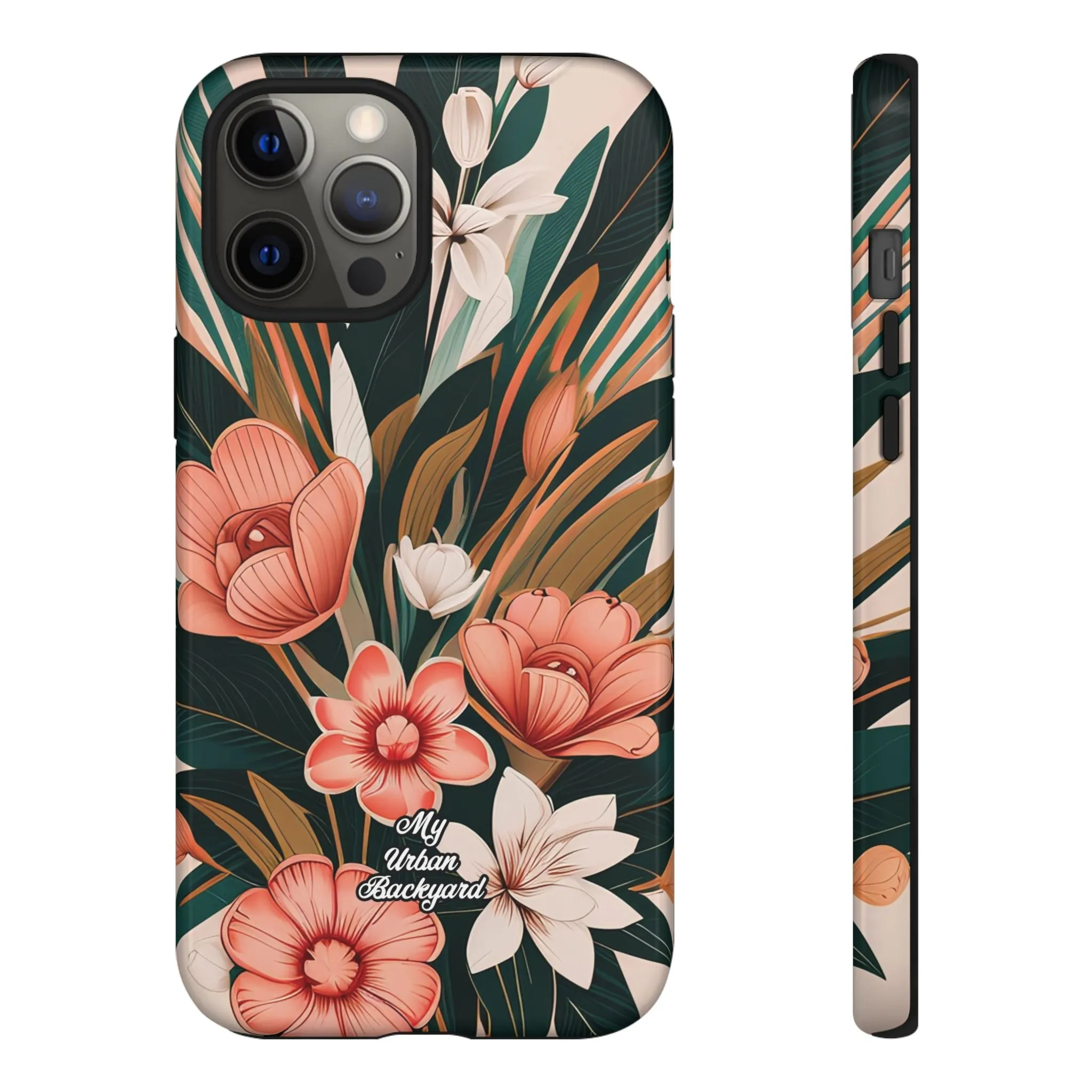 Peach Art Deco Flowers, Cell Phone Case - Apple, Samsung or Google Pixel