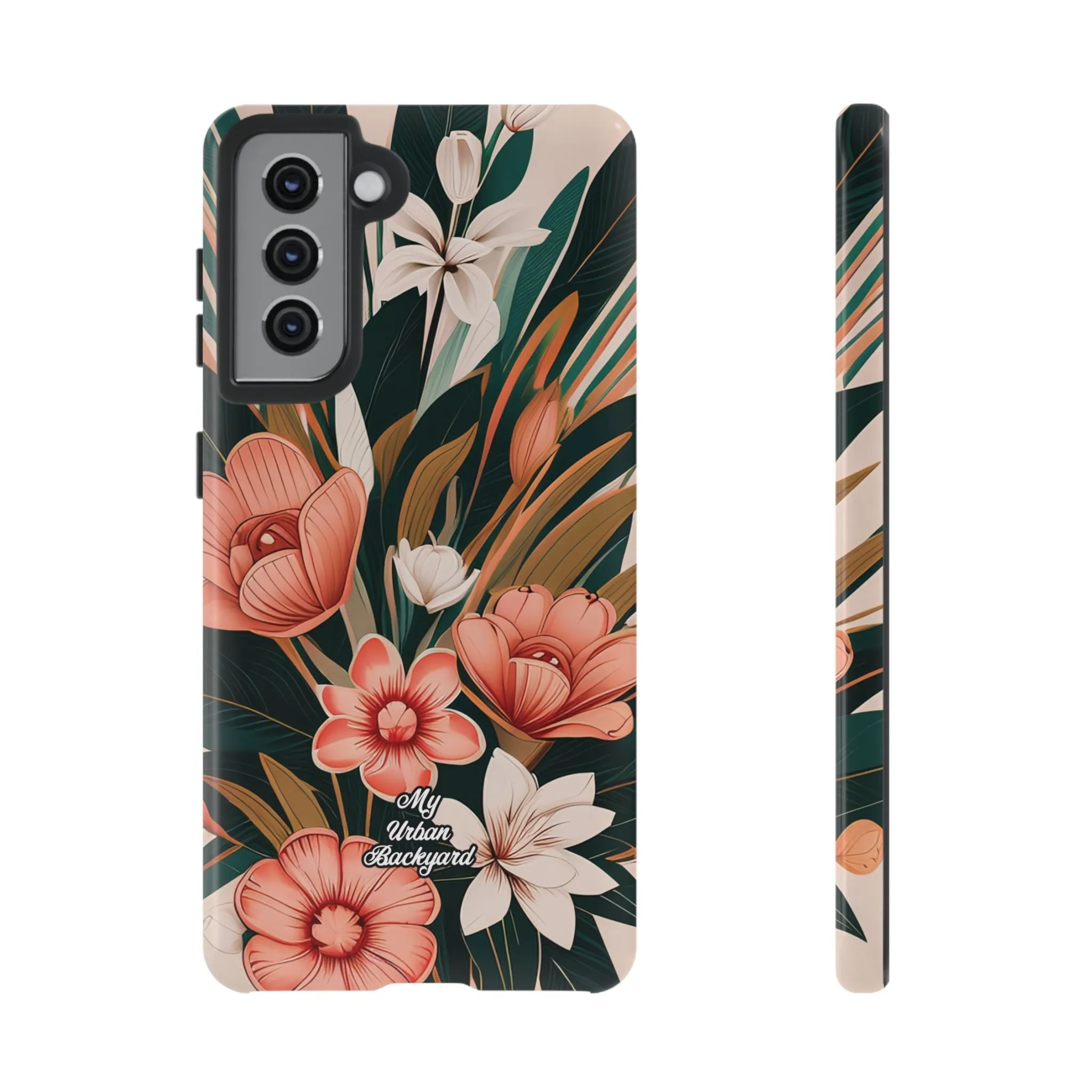 Peach Art Deco Flowers, Cell Phone Case - Apple, Samsung or Google Pixel