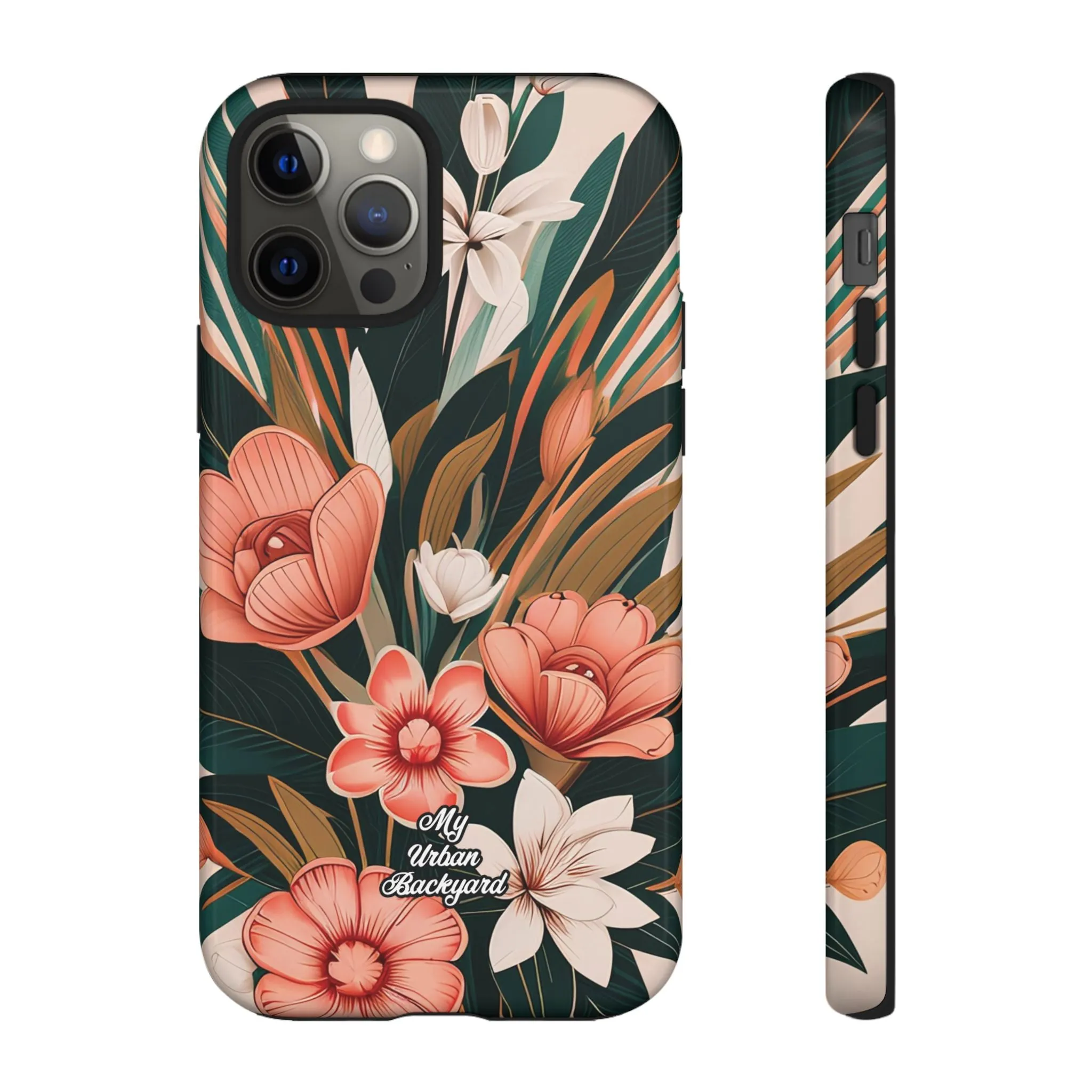 Peach Art Deco Flowers, Cell Phone Case - Apple, Samsung or Google Pixel