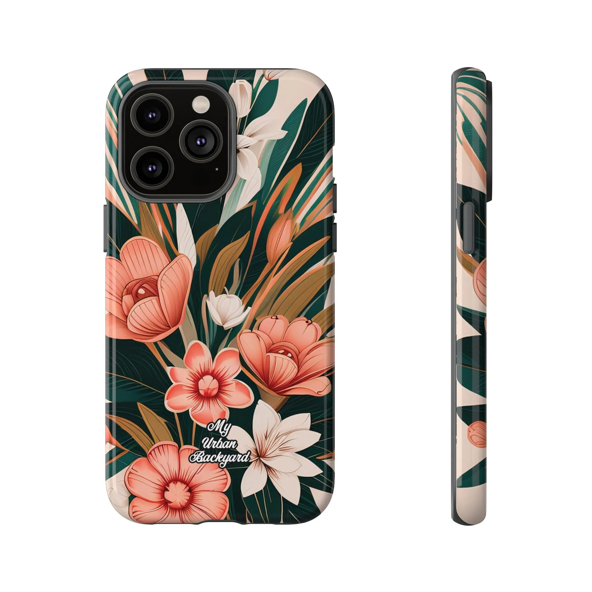 Peach Art Deco Flowers, Cell Phone Case - Apple, Samsung or Google Pixel