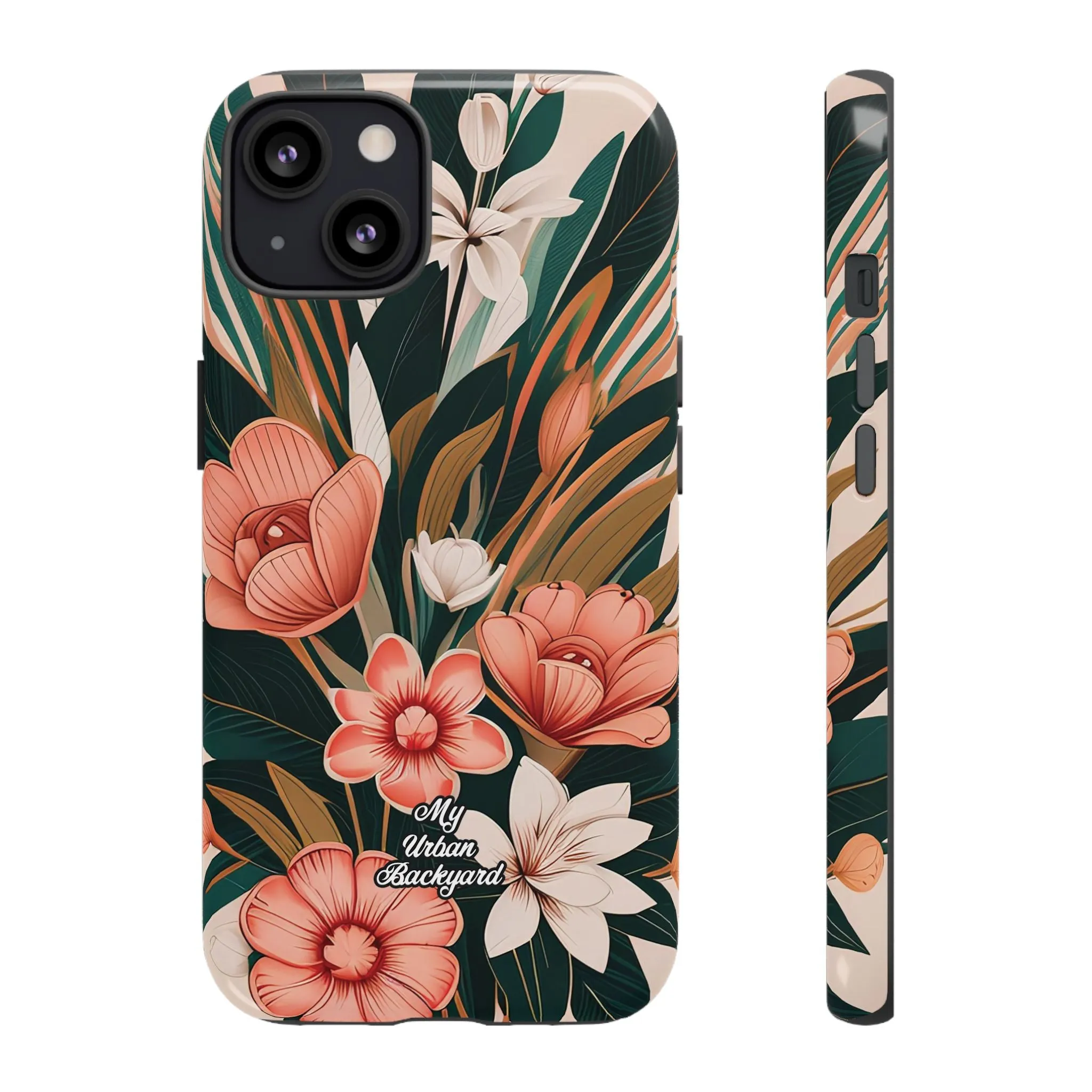 Peach Art Deco Flowers, Cell Phone Case - Apple, Samsung or Google Pixel