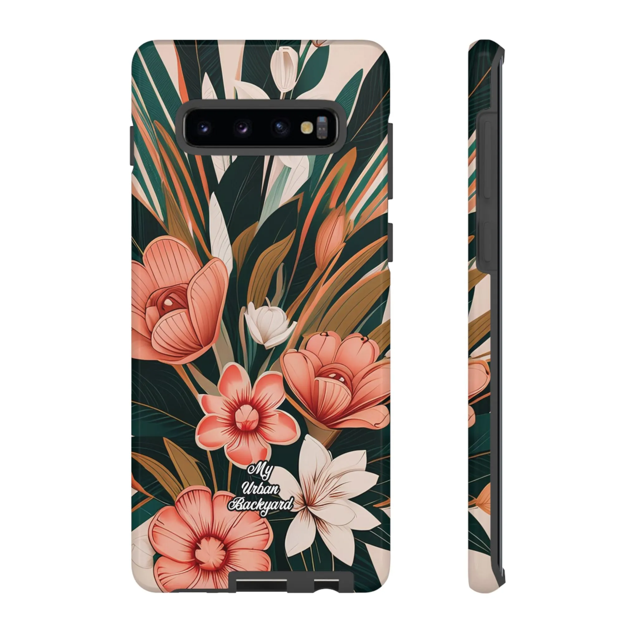 Peach Art Deco Flowers, Cell Phone Case - Apple, Samsung or Google Pixel