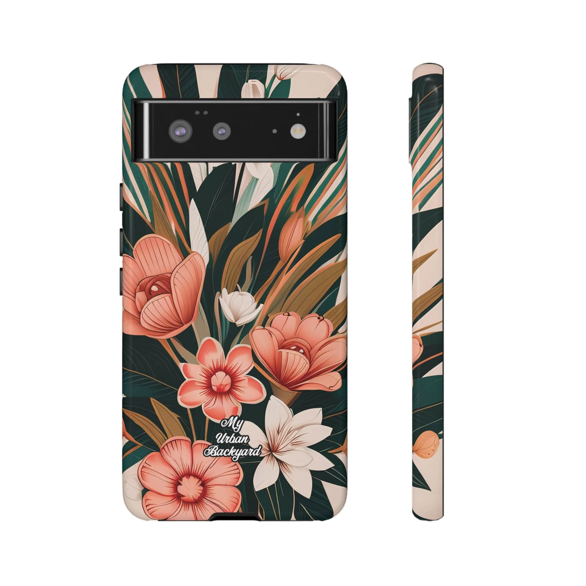 Peach Art Deco Flowers, Cell Phone Case - Apple, Samsung or Google Pixel