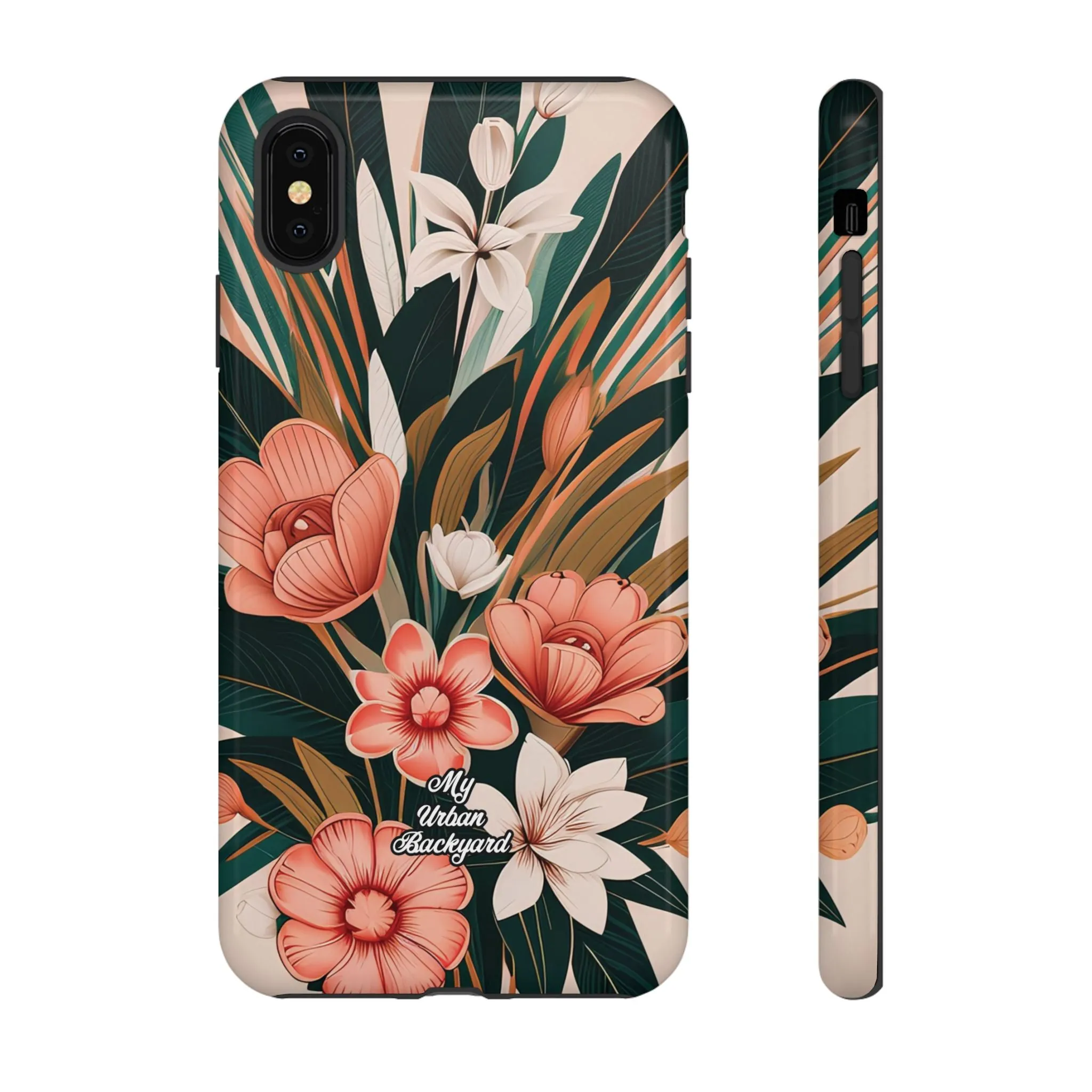 Peach Art Deco Flowers, Cell Phone Case - Apple, Samsung or Google Pixel