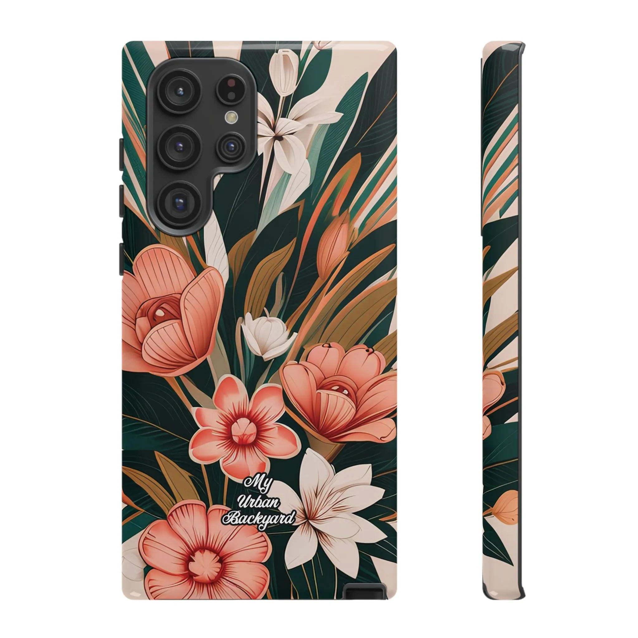 Peach Art Deco Flowers, Cell Phone Case - Apple, Samsung or Google Pixel