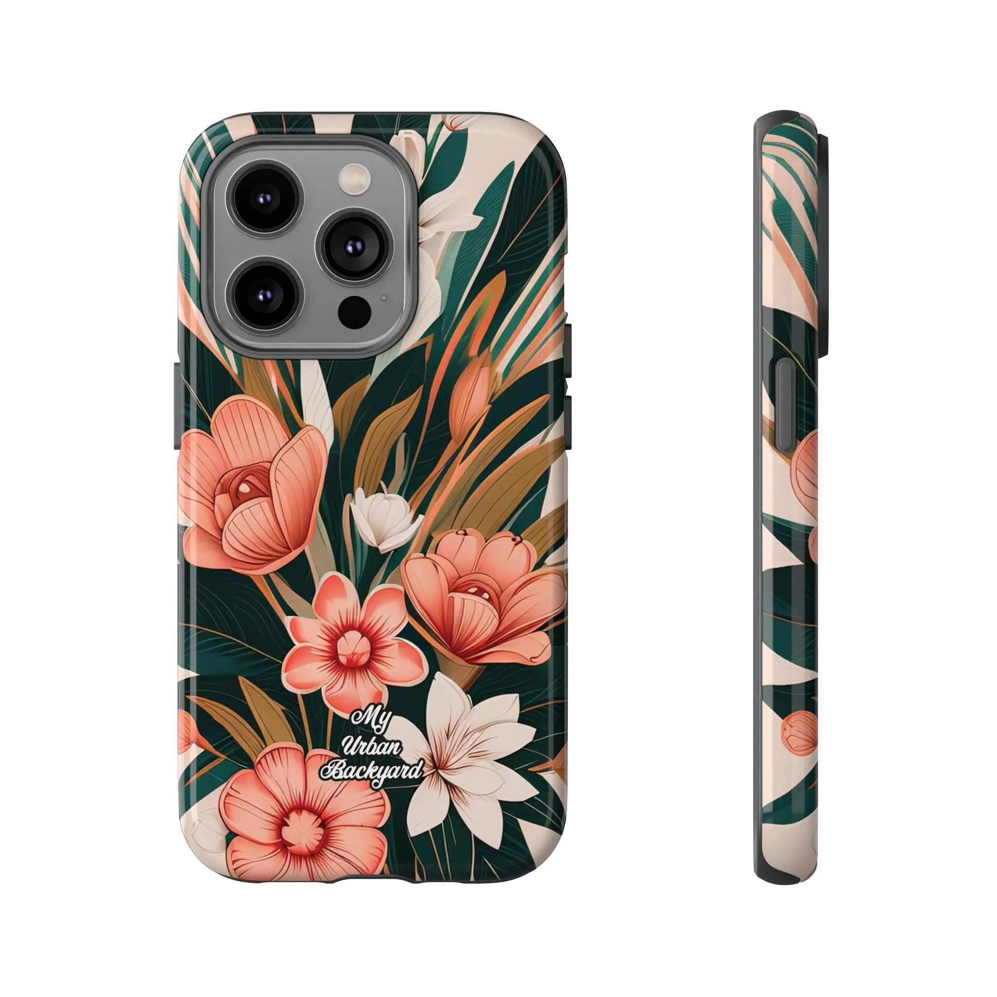 Peach Art Deco Flowers, Cell Phone Case - Apple, Samsung or Google Pixel