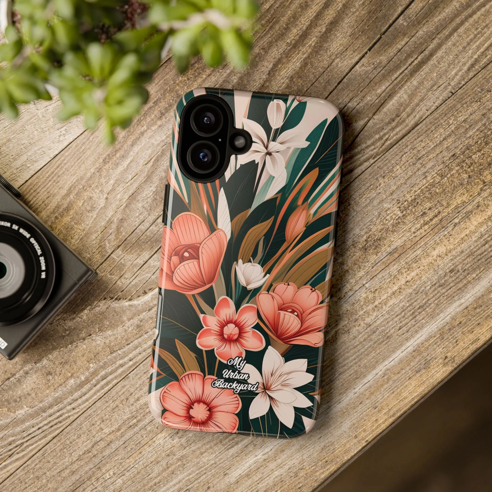 Peach Art Deco Flowers, Cell Phone Case - Apple, Samsung or Google Pixel