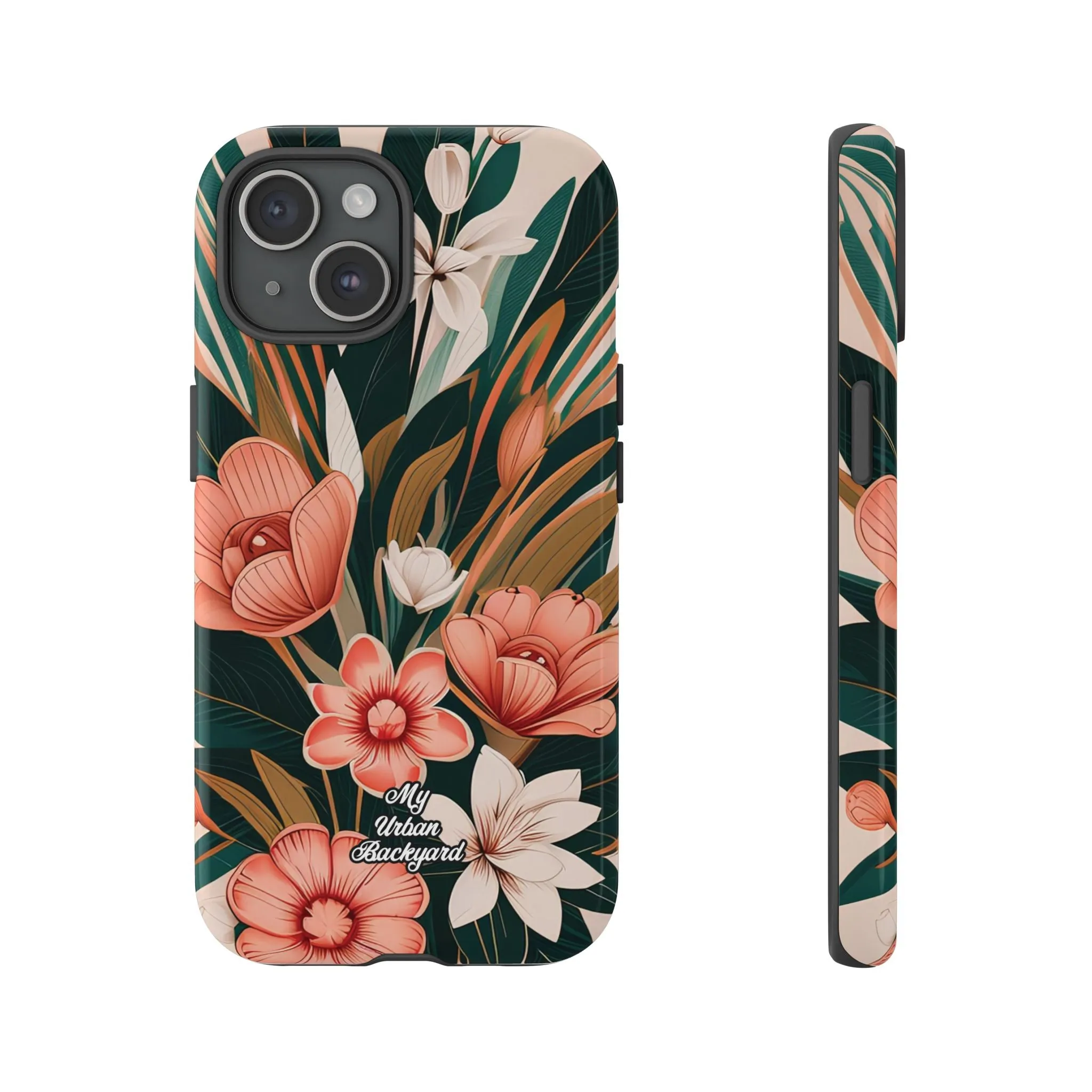 Peach Art Deco Flowers, Cell Phone Case - Apple, Samsung or Google Pixel