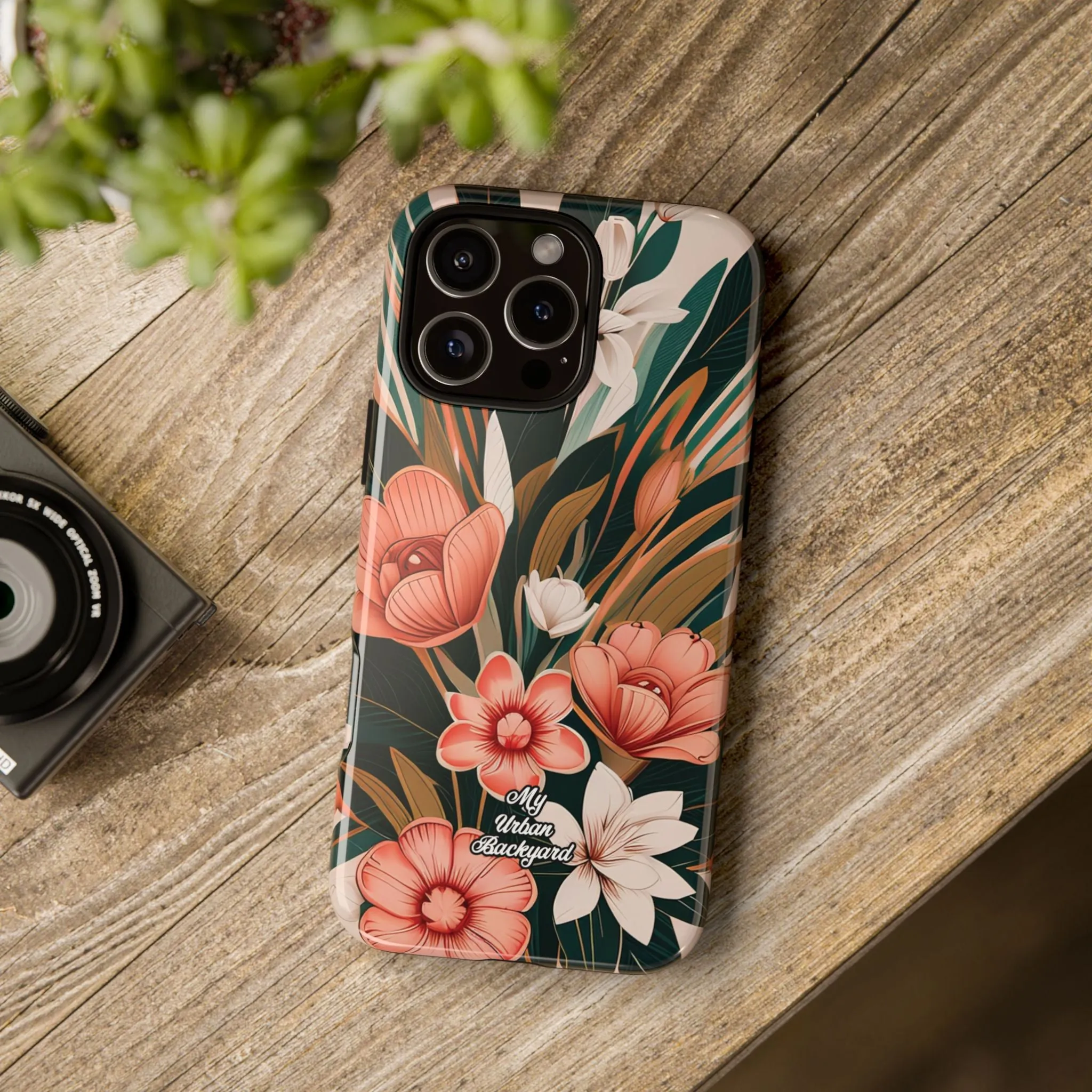 Peach Art Deco Flowers, Cell Phone Case - Apple, Samsung or Google Pixel