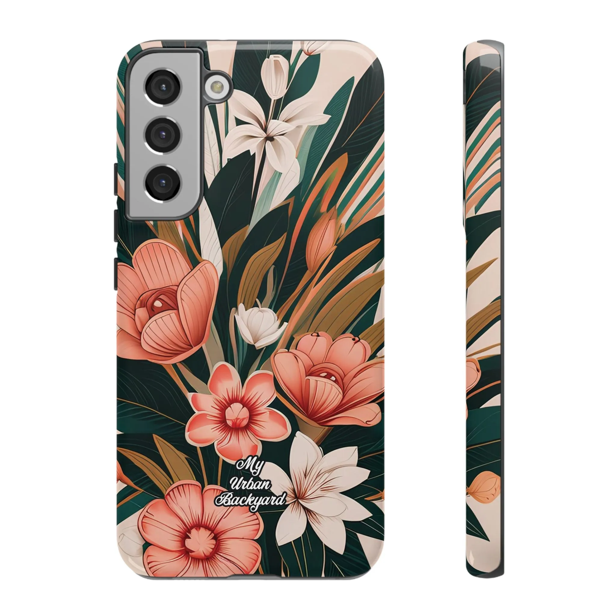 Peach Art Deco Flowers, Cell Phone Case - Apple, Samsung or Google Pixel