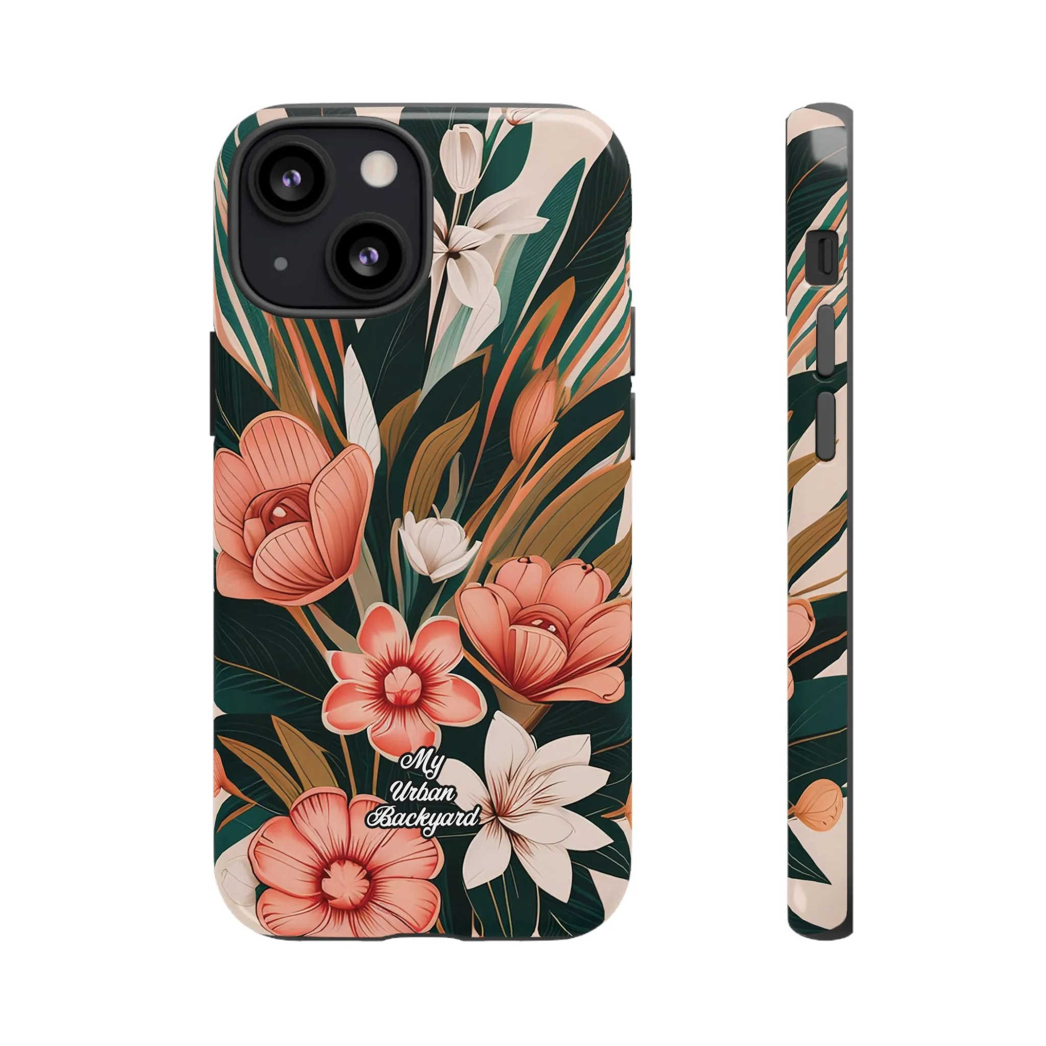 Peach Art Deco Flowers, Cell Phone Case - Apple, Samsung or Google Pixel