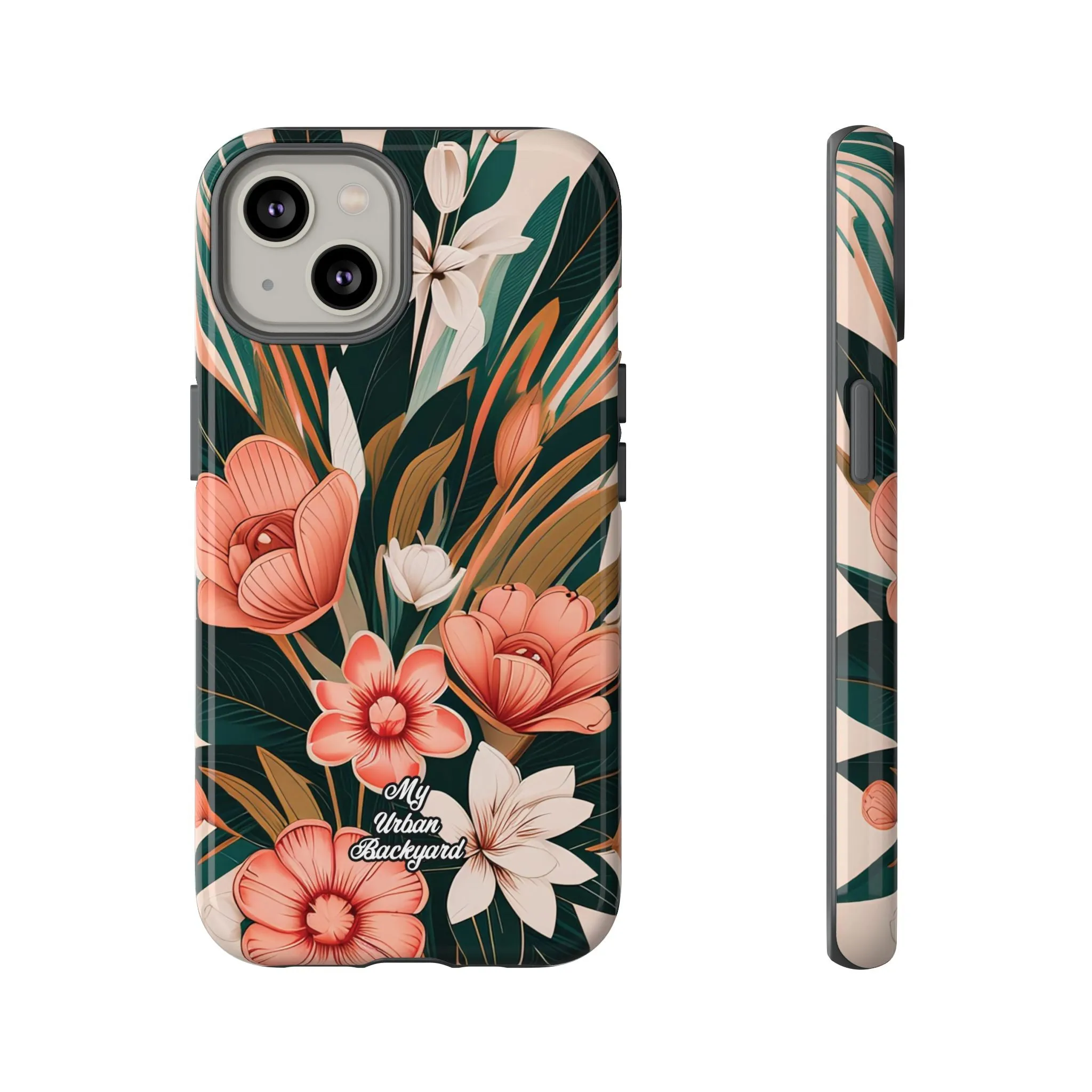 Peach Art Deco Flowers, Cell Phone Case - Apple, Samsung or Google Pixel