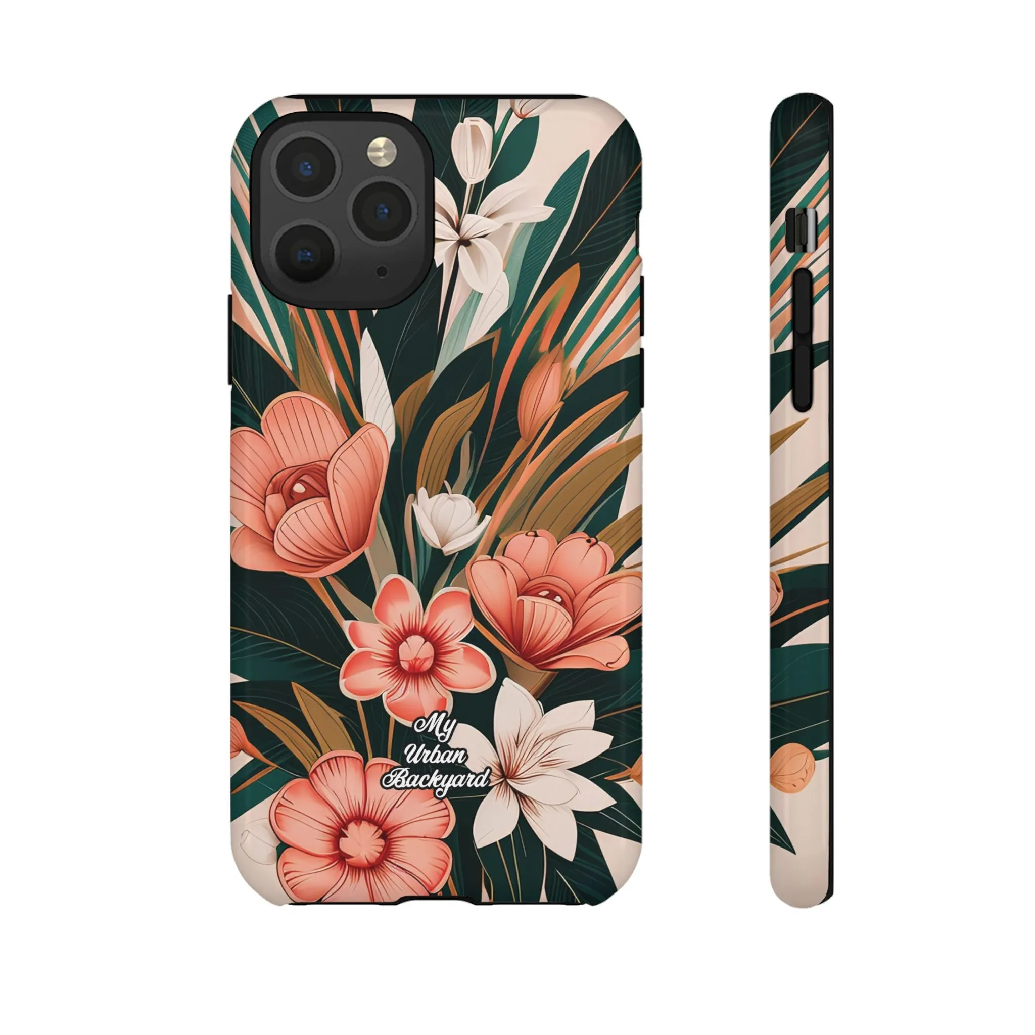 Peach Art Deco Flowers, Cell Phone Case - Apple, Samsung or Google Pixel