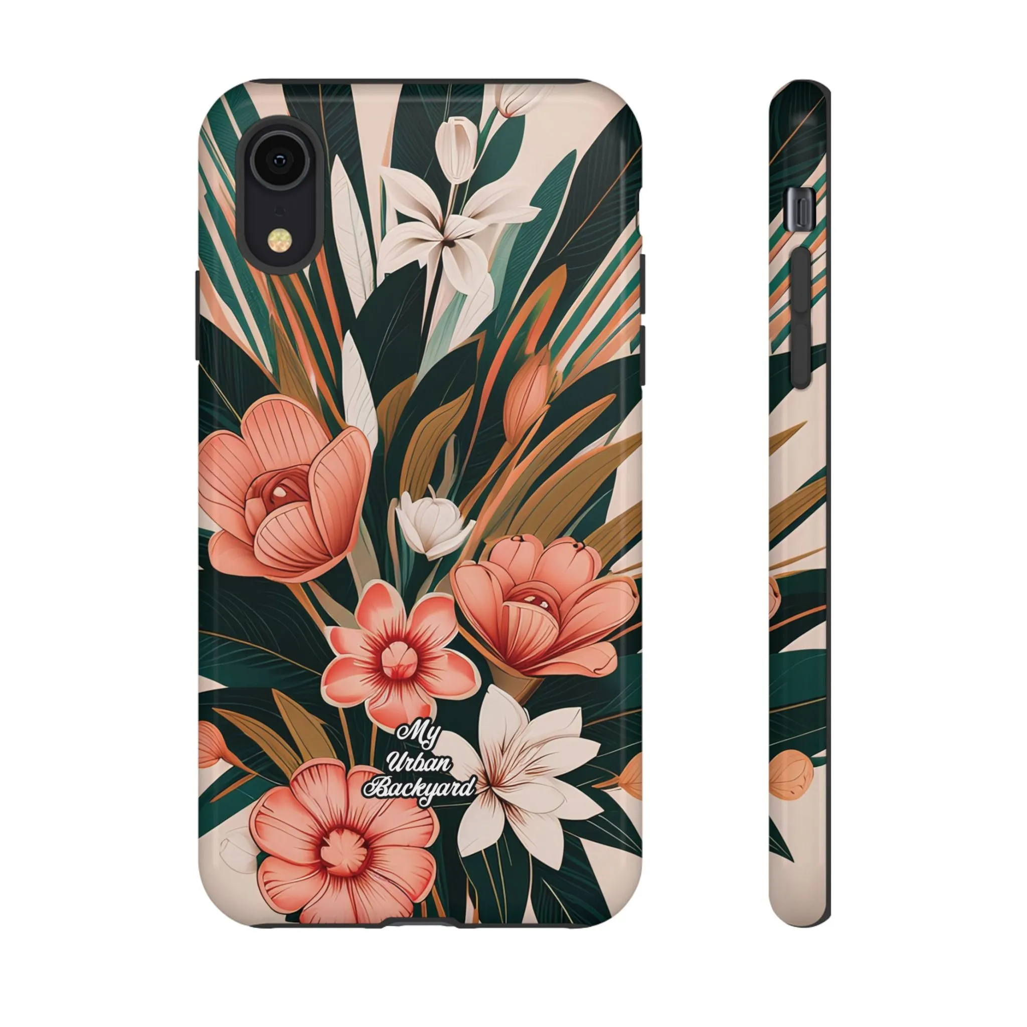 Peach Art Deco Flowers, Cell Phone Case - Apple, Samsung or Google Pixel