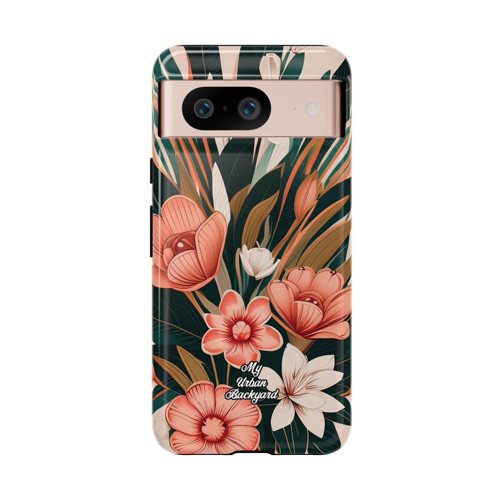 Peach Art Deco Flowers, Cell Phone Case - Apple, Samsung or Google Pixel