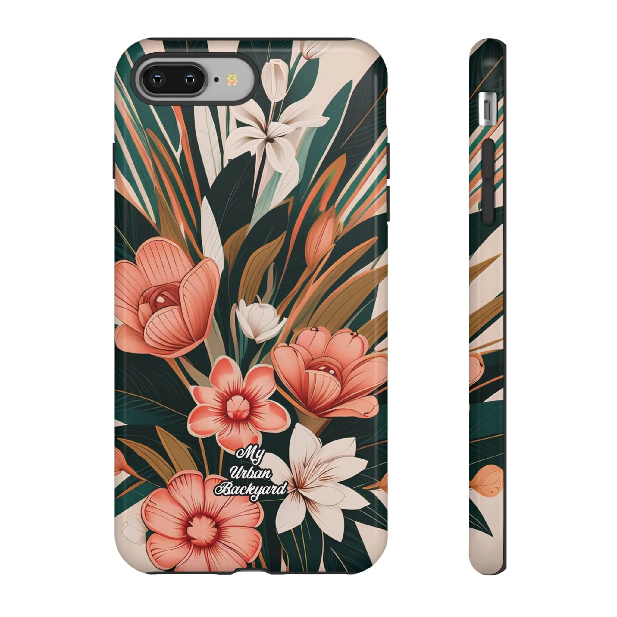 Peach Art Deco Flowers, Cell Phone Case - Apple, Samsung or Google Pixel