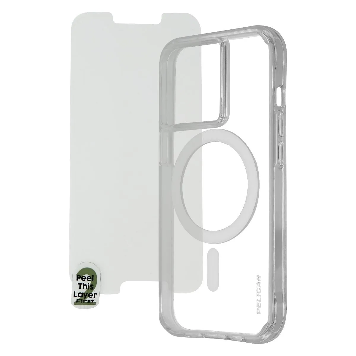 Pelican Case with Tempered Glass Screen Protector for iPhone 13 Pro - Clear