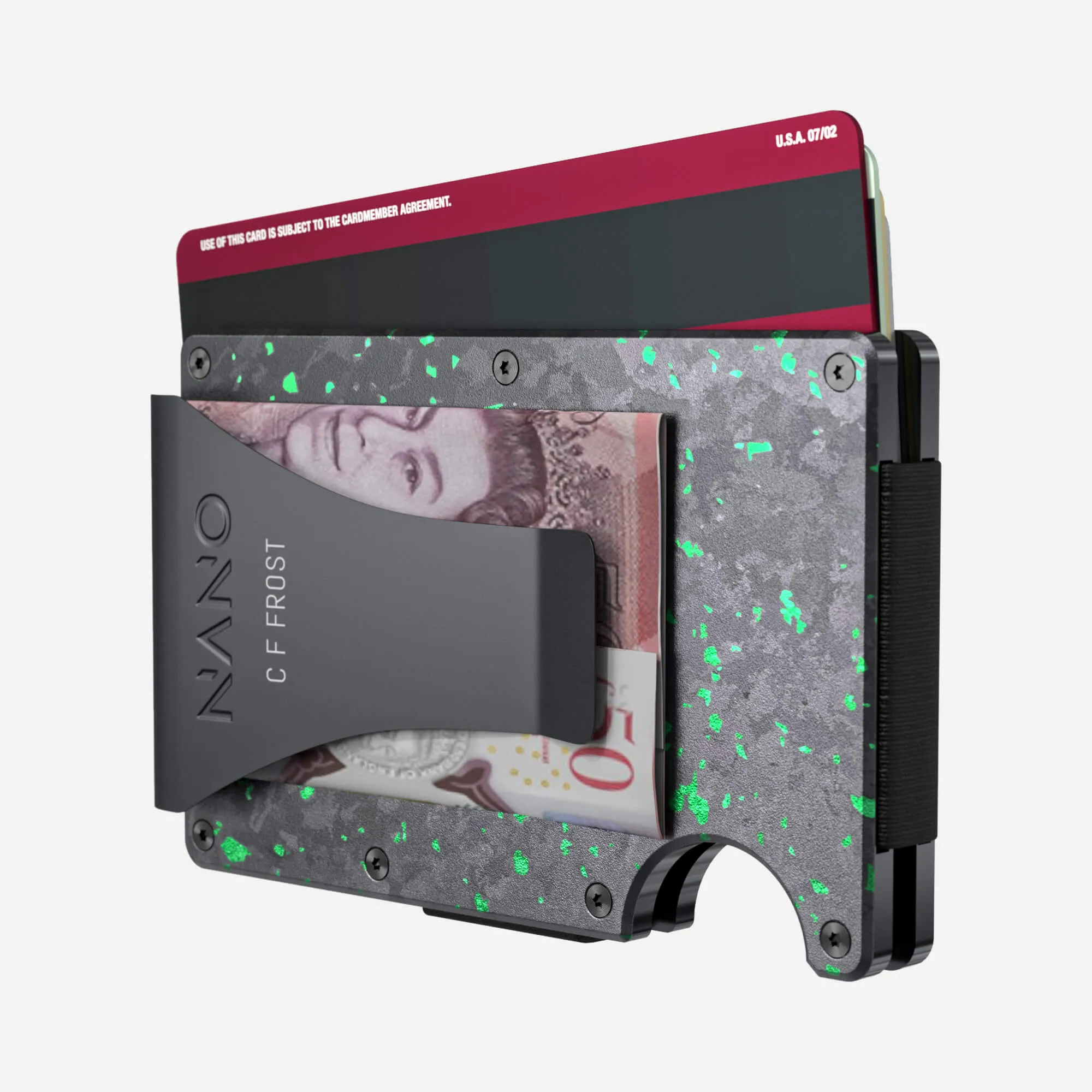 Personalised Money Clip Wallet (Nero/Verde)