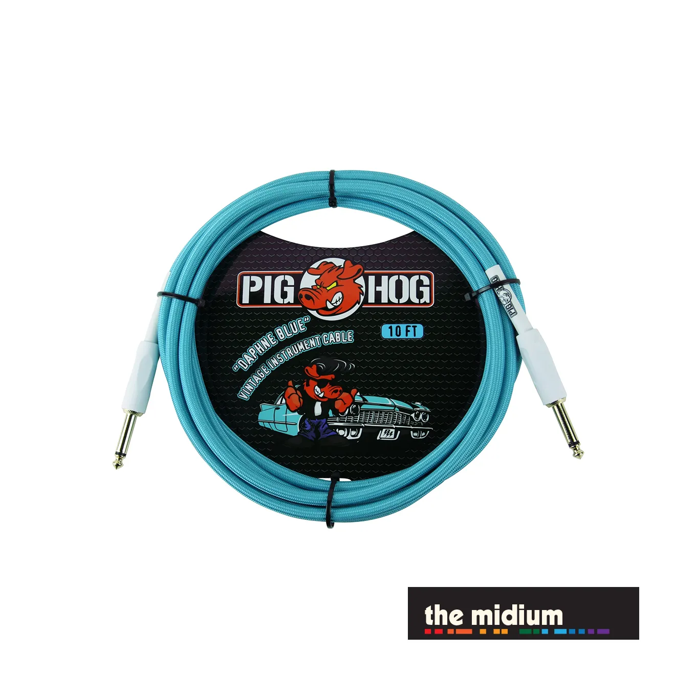 Pig Hog Vintage Series 1/4" TS Instrument Cable — Daphne Blue — (Multiple Lengths)