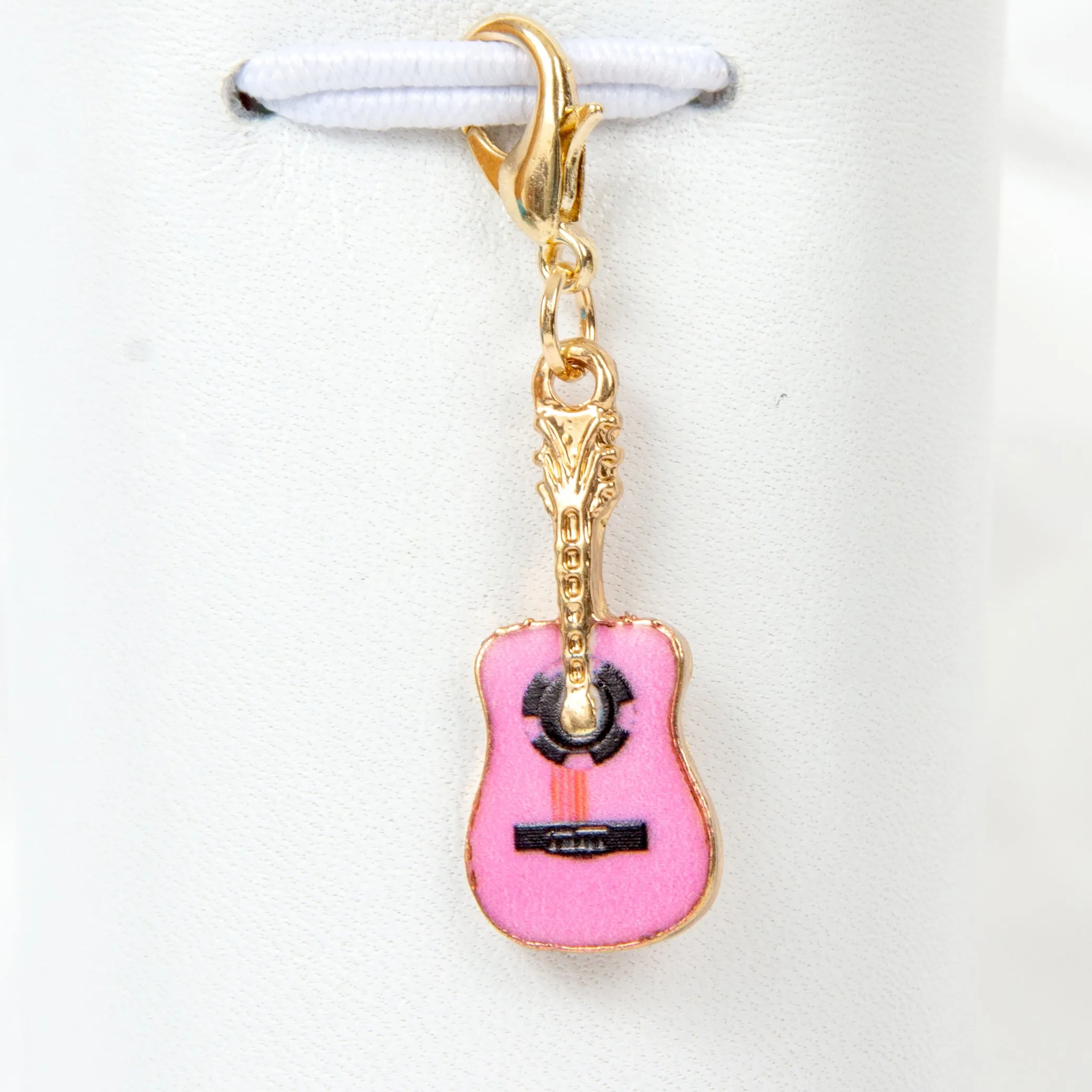 Pink Enamel Guitar Charm