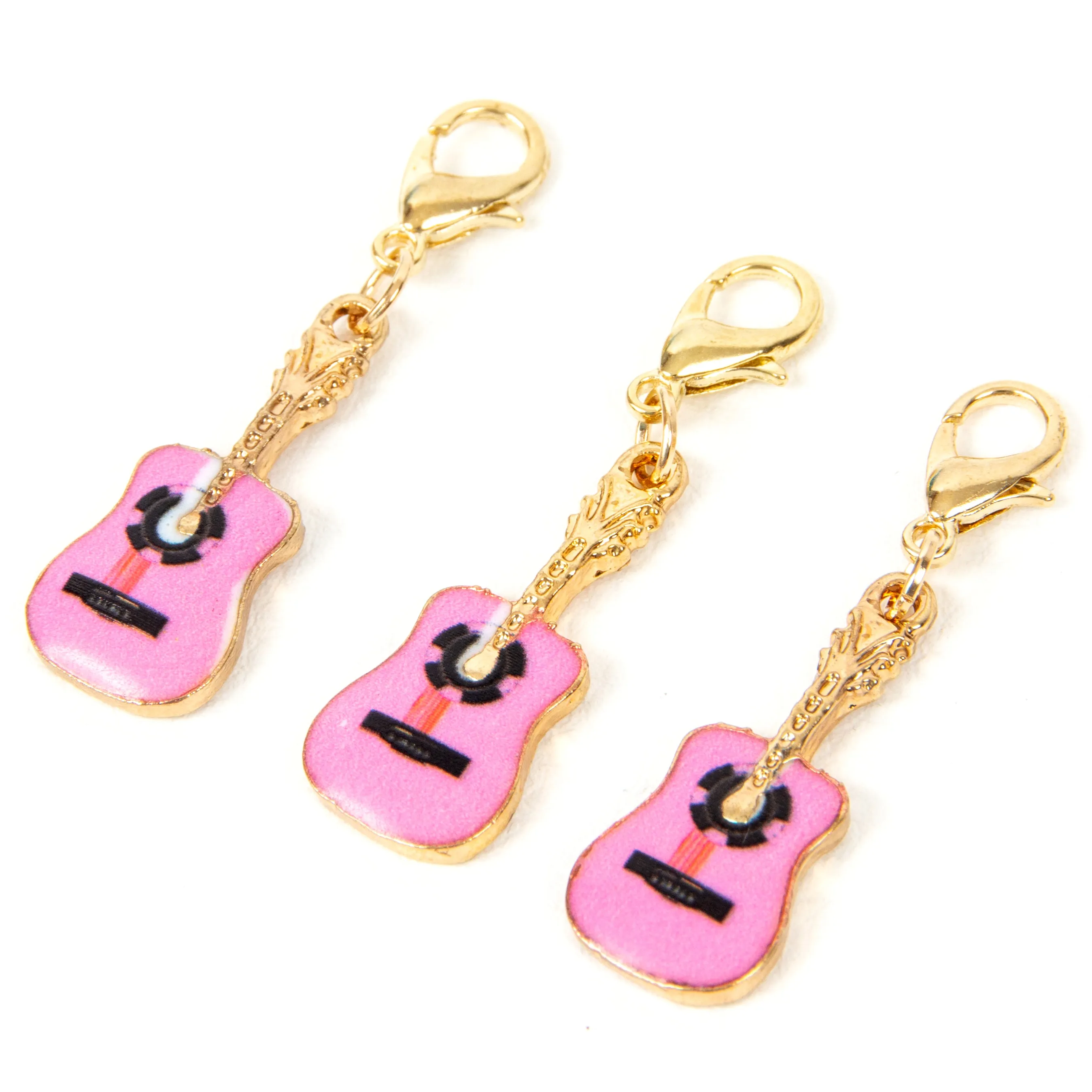 Pink Enamel Guitar Charm