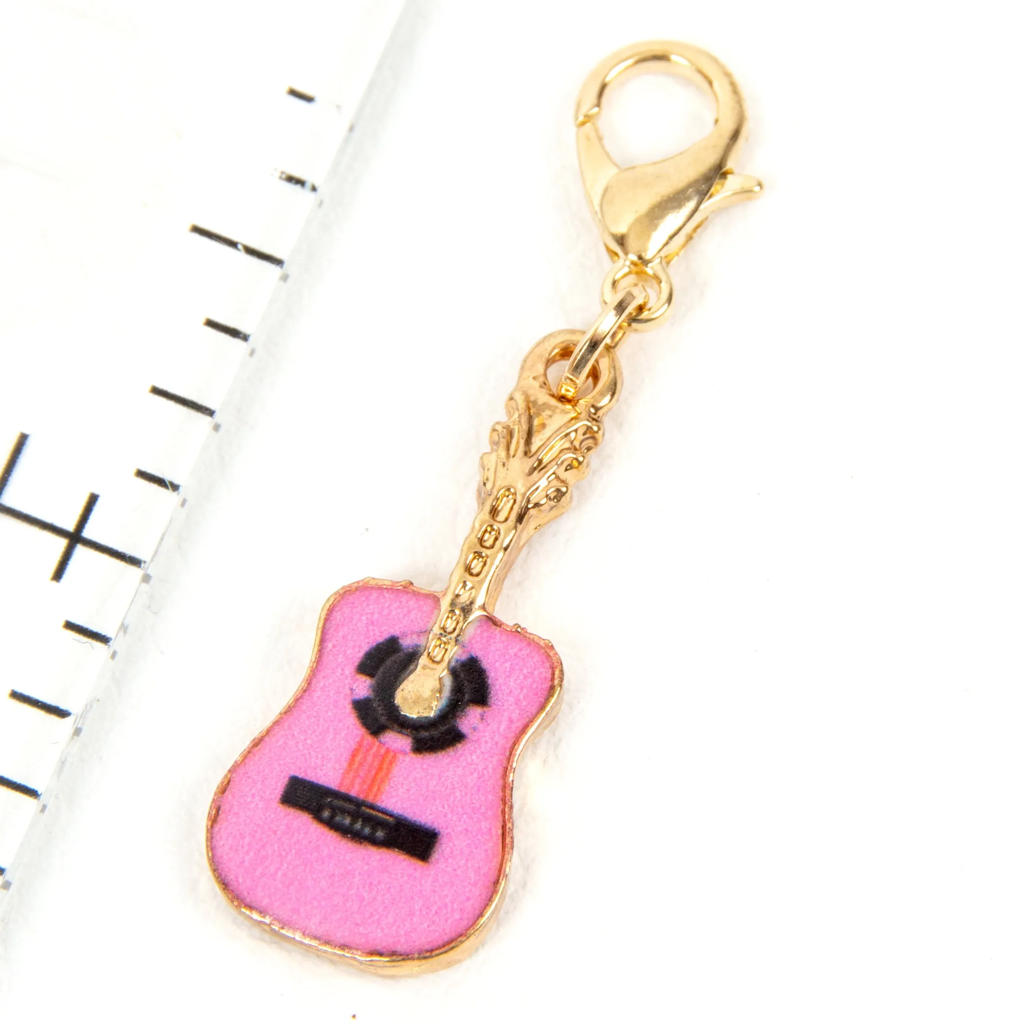 Pink Enamel Guitar Charm