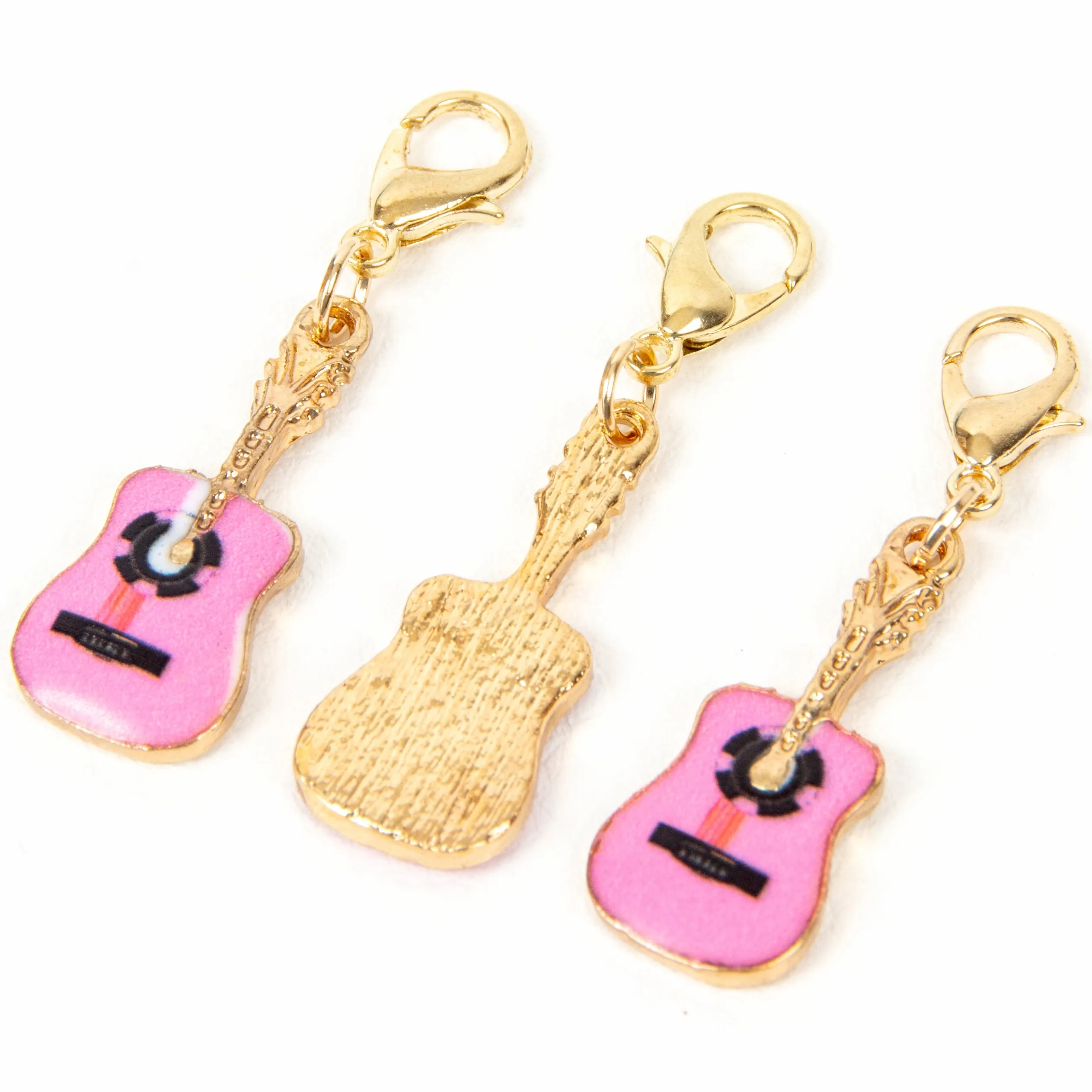 Pink Enamel Guitar Charm