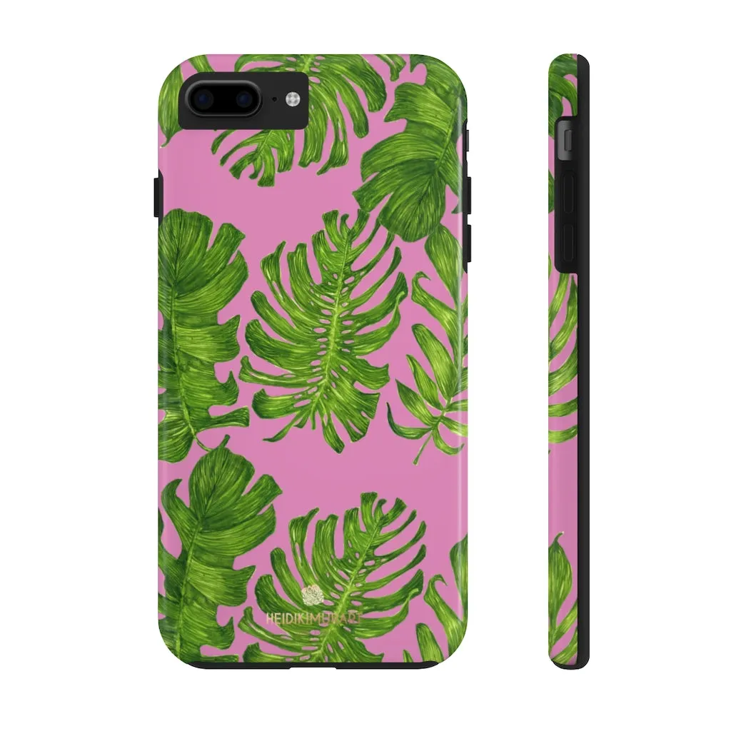 Pink Green Tropical Leaf iPhone Case, Hawaiian Case Mate Tough Samsung Galaxy Phone Cases