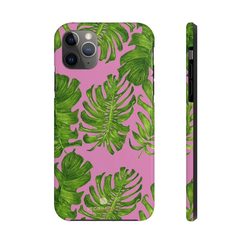 Pink Green Tropical Leaf iPhone Case, Hawaiian Case Mate Tough Samsung Galaxy Phone Cases