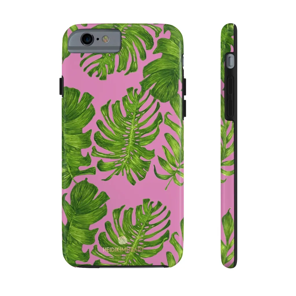 Pink Green Tropical Leaf iPhone Case, Hawaiian Case Mate Tough Samsung Galaxy Phone Cases