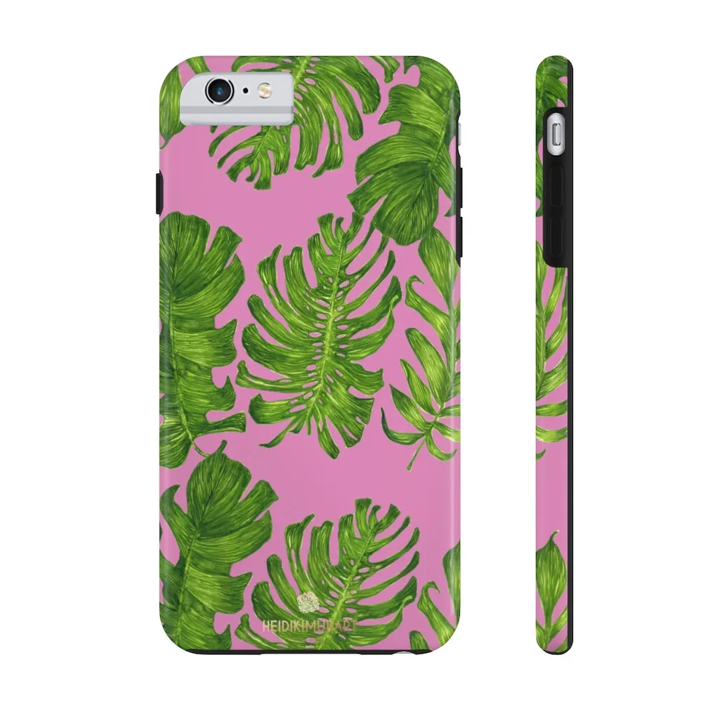 Pink Green Tropical Leaf iPhone Case, Hawaiian Case Mate Tough Samsung Galaxy Phone Cases