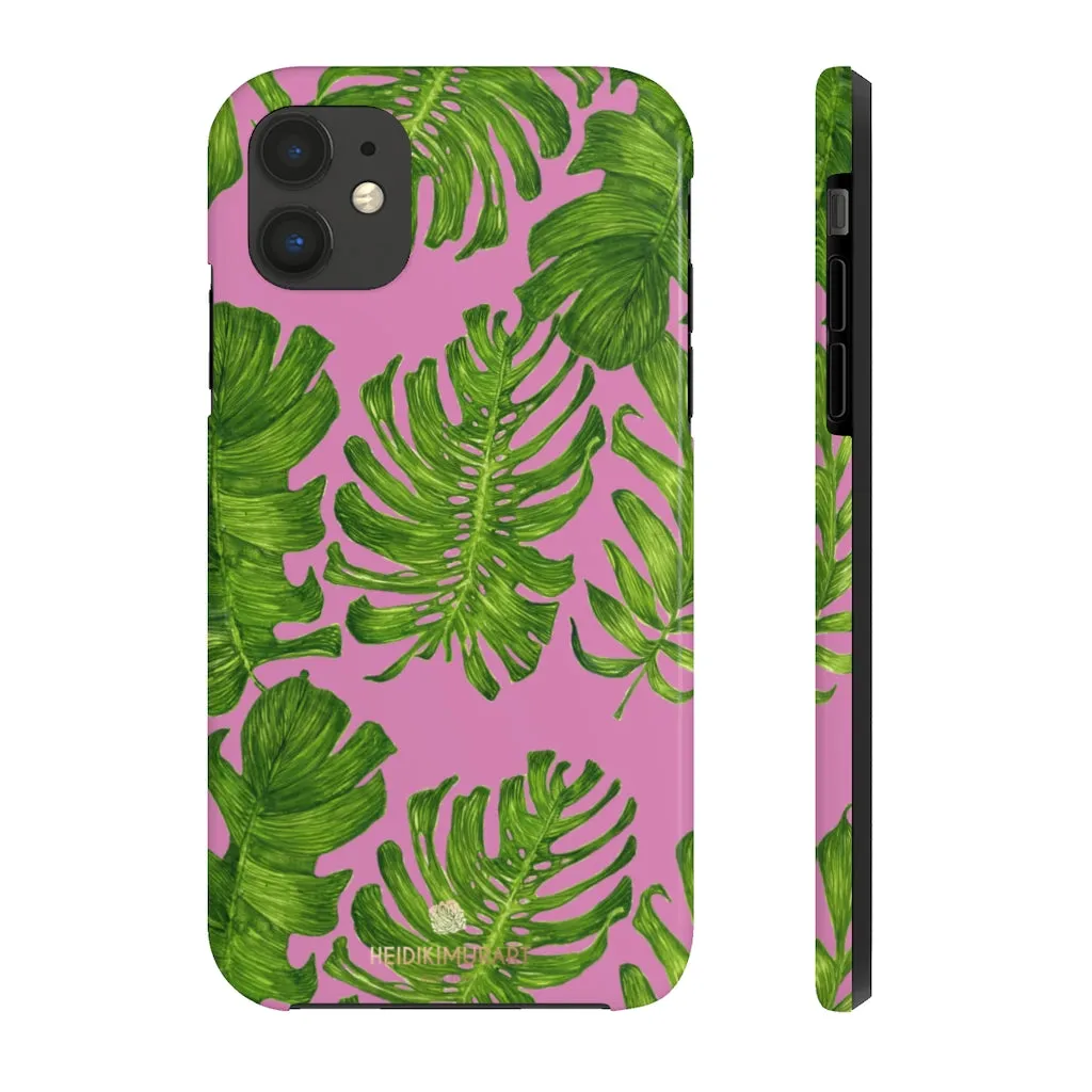 Pink Green Tropical Leaf iPhone Case, Hawaiian Case Mate Tough Samsung Galaxy Phone Cases