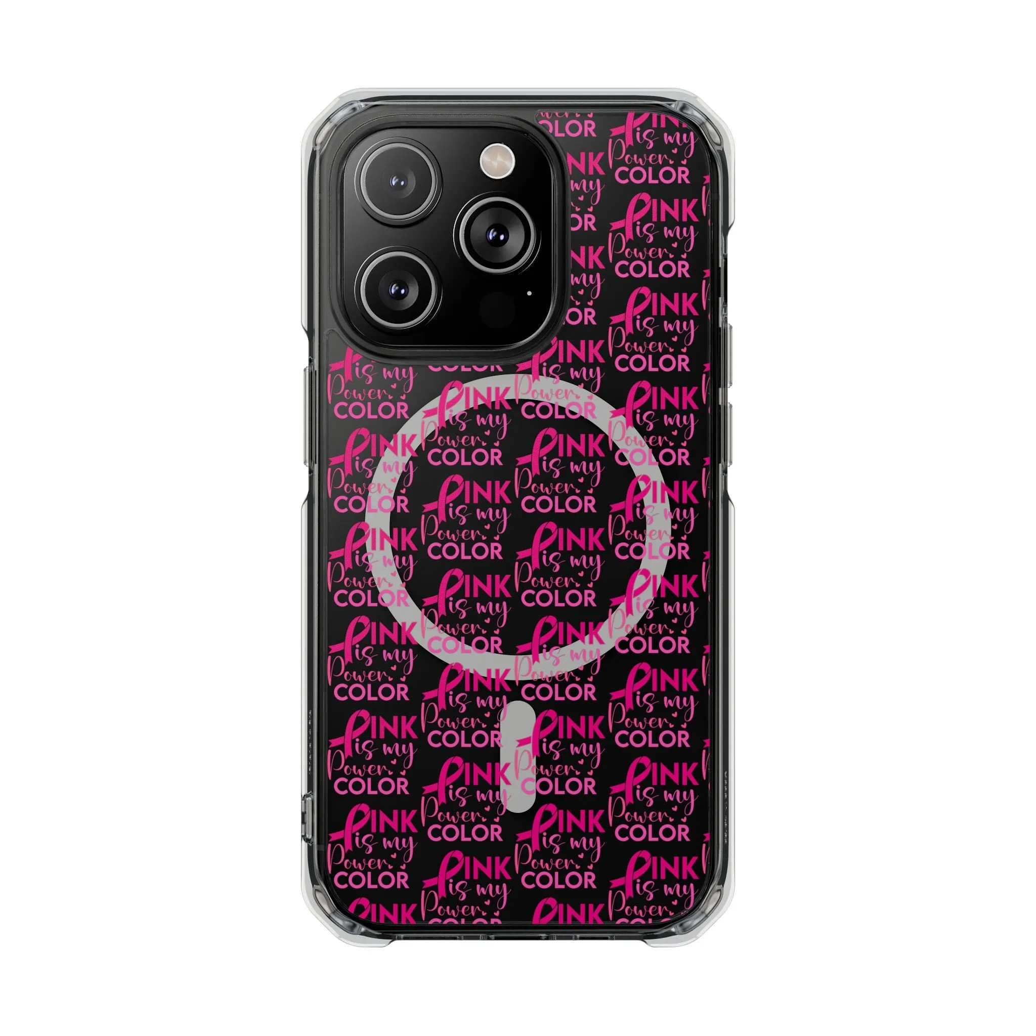 Pink Power Color Phone Case, Inspirational Magnetic Clear Impact Case, Gift for Her, Empowerment, Women's Day, Birthday