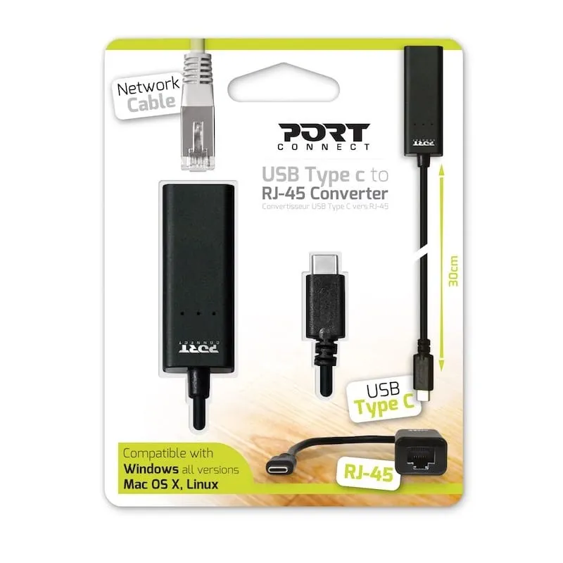 Port Usb Type-C To Rj45 5Gbps 30Cm Adapter - Black