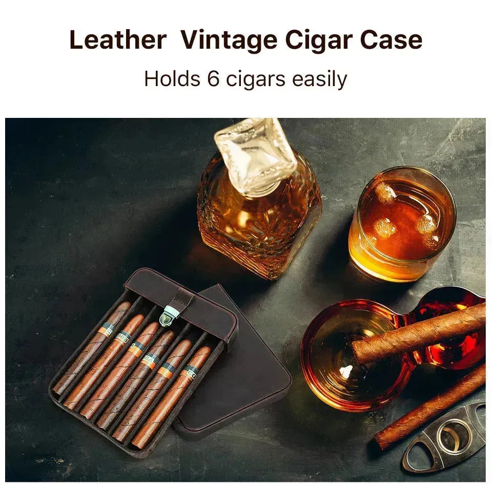 Portable Vintage Horse Leather Travel Cigarette case Cigar wallet